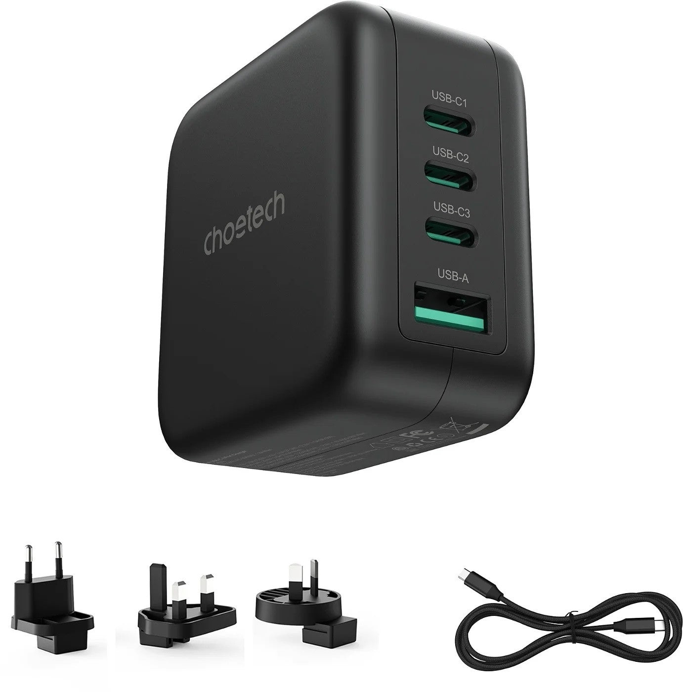 CHOETECH PD6055 GAN USB-C + USB-A 70w Travel Charger (US/EU/UK/AU) - SuperSaverAU - view 2