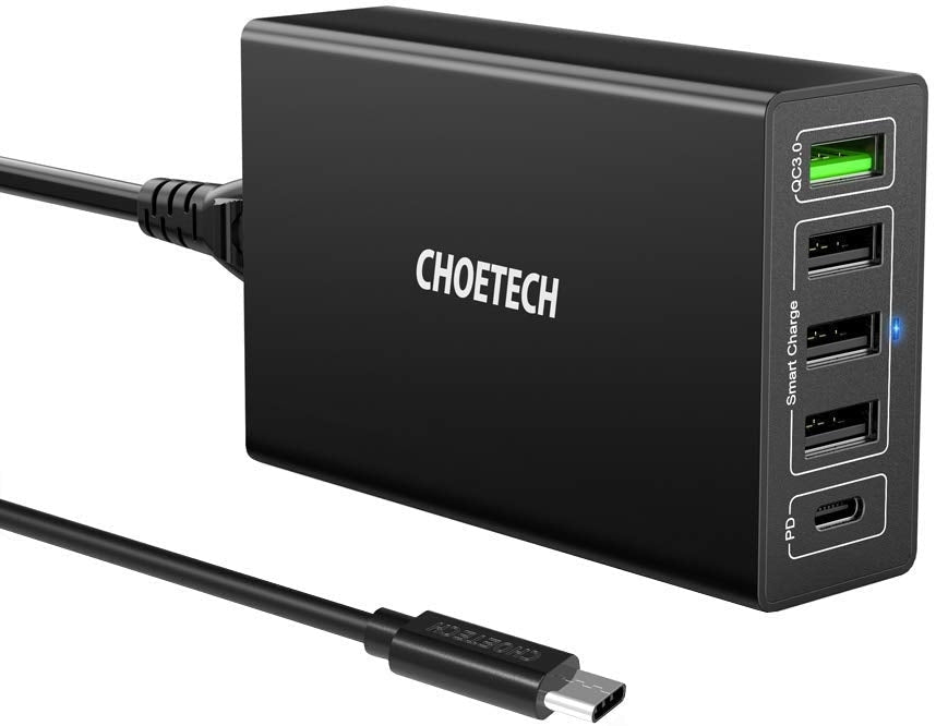 CHOETECH Q34U2Q 5-Port 60W PD Charger with 30W Power Delivery and 18W Quick Charge 3.0 - SuperSaverAU - view 1