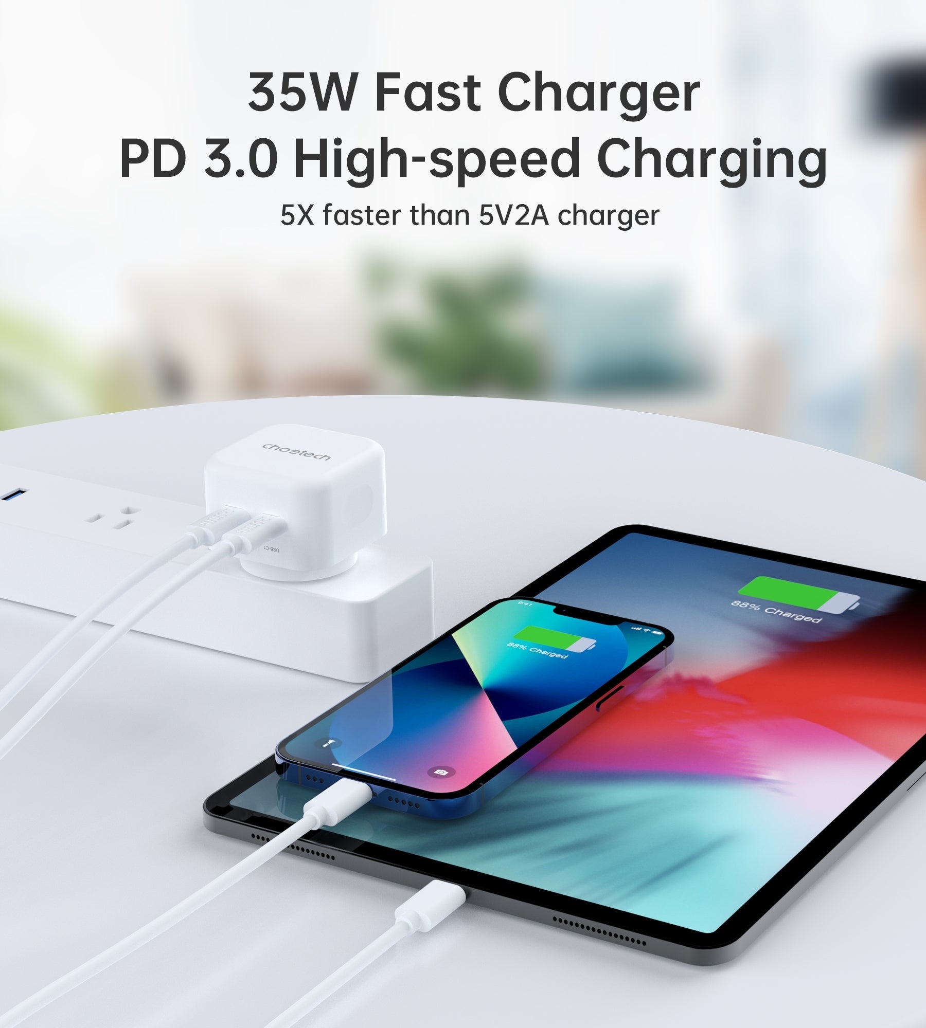 CHOETECH 35W Dual USB-C Charger with Power Delivery, Compact Travel Accessory - SuperSaverAU - view 5