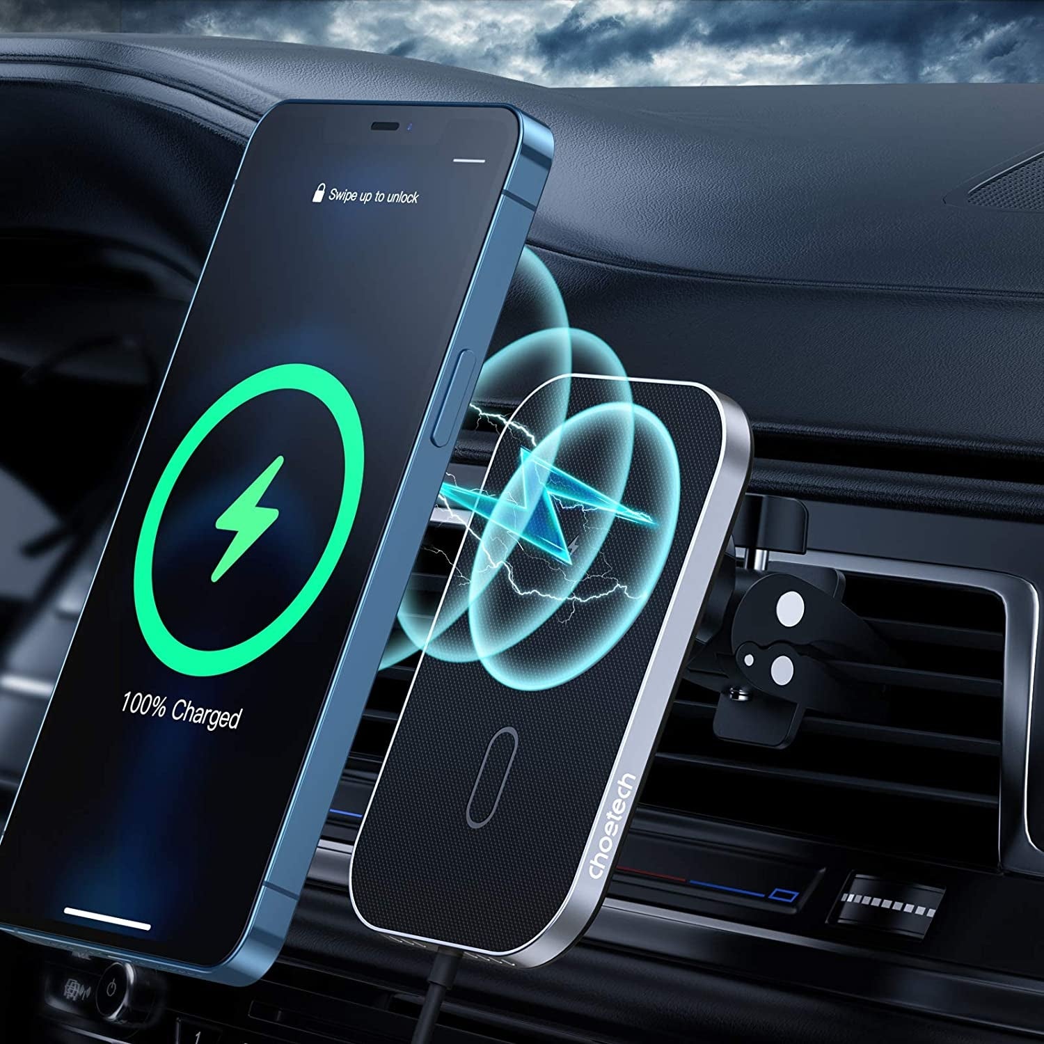 Choetech T200-F MagLeap Magnetic Wireless Car Charger for iPhone 12 - SuperSaverAU - view 2