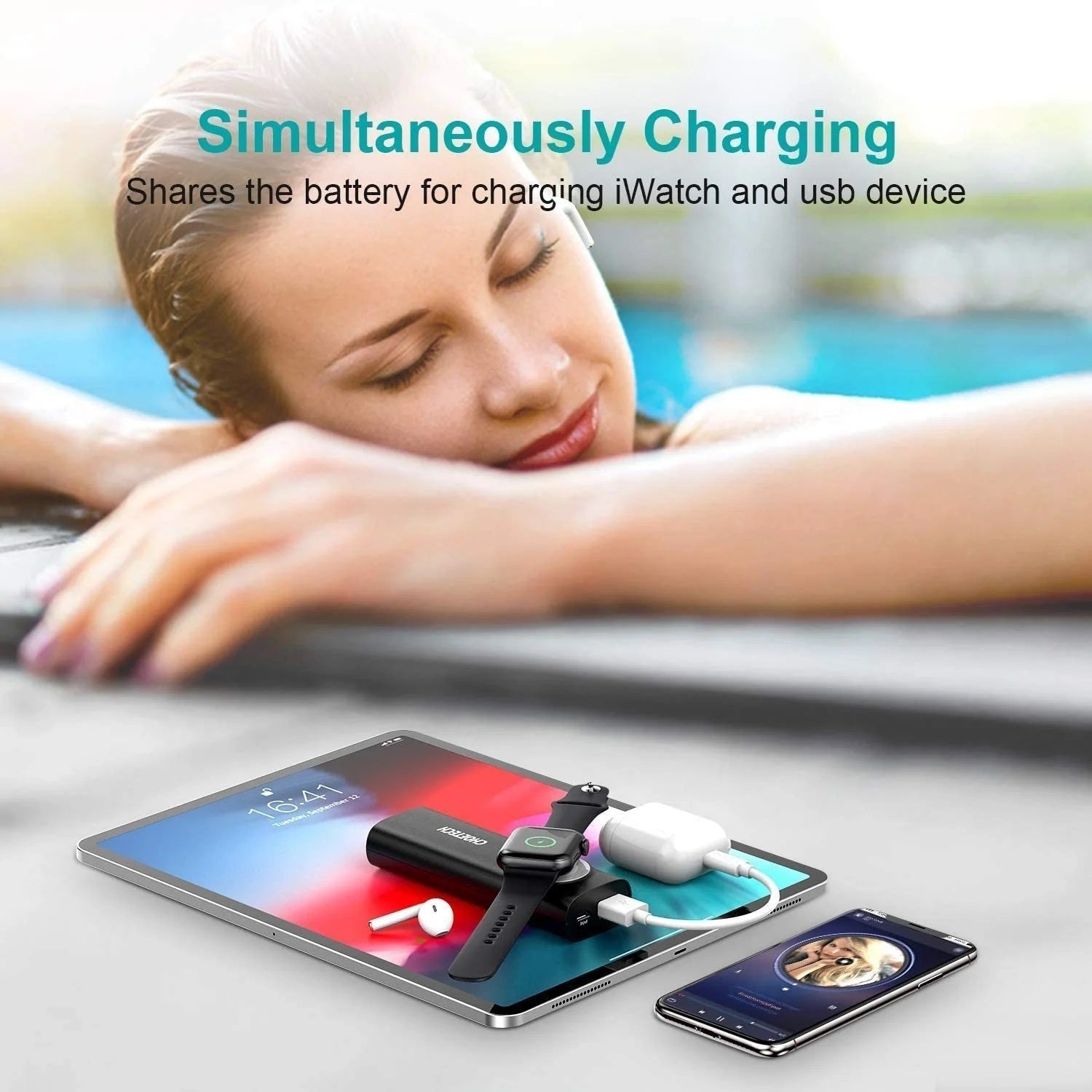 CHOETECH T315 2-in-1 Portable Wireless iWatch Quick Charger 5000mAh Power Bank - SuperSaverAU - view 4
