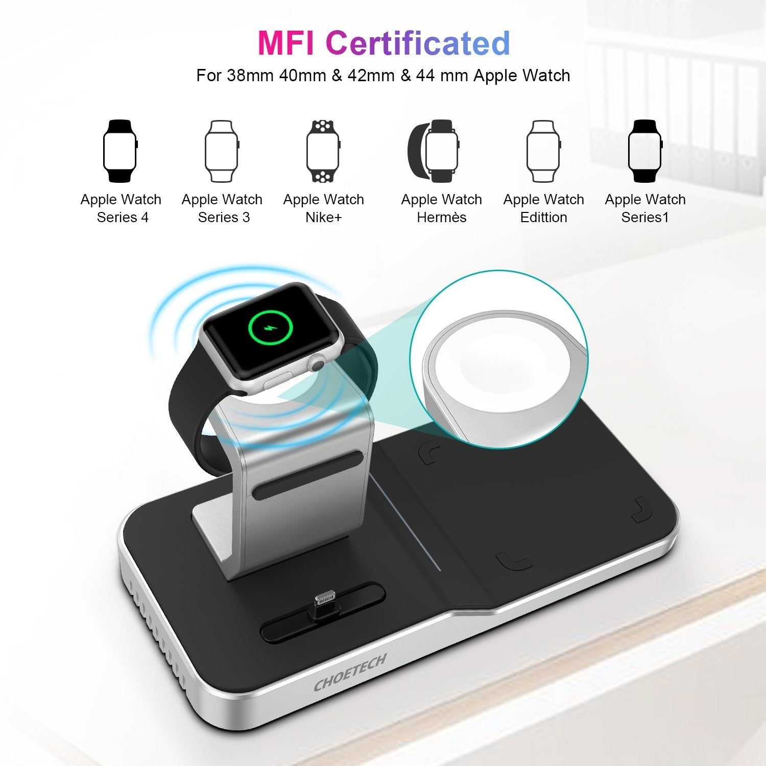 CHOETECH T316 4-in-1 Wireless Charging Station for iPhone/Apple Watch/iPod and all Qi Wireless Cell phones - SuperSaverAU - view 3