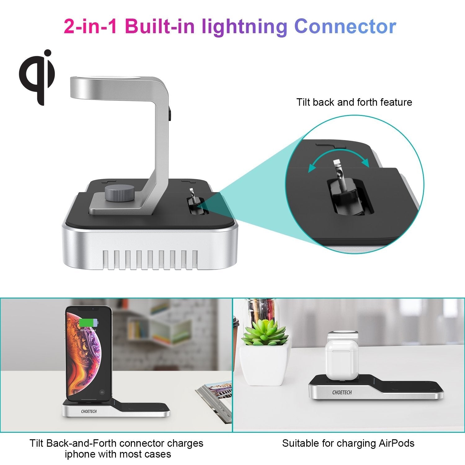 CHOETECH T316 4-in-1 Wireless Charging Station for iPhone/Apple Watch/iPod and all Qi Wireless Cell phones - SuperSaverAU - view 4