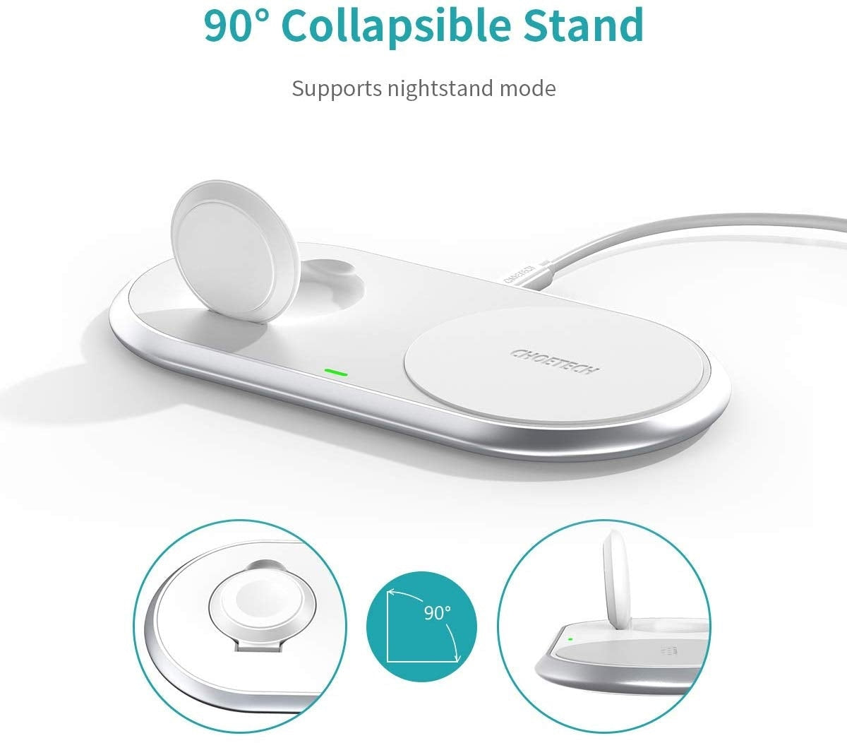 CHOETECH T317 2-in-1 Dual Wireless Charger Pad (MFI Certified) - SuperSaverAU - view 2
