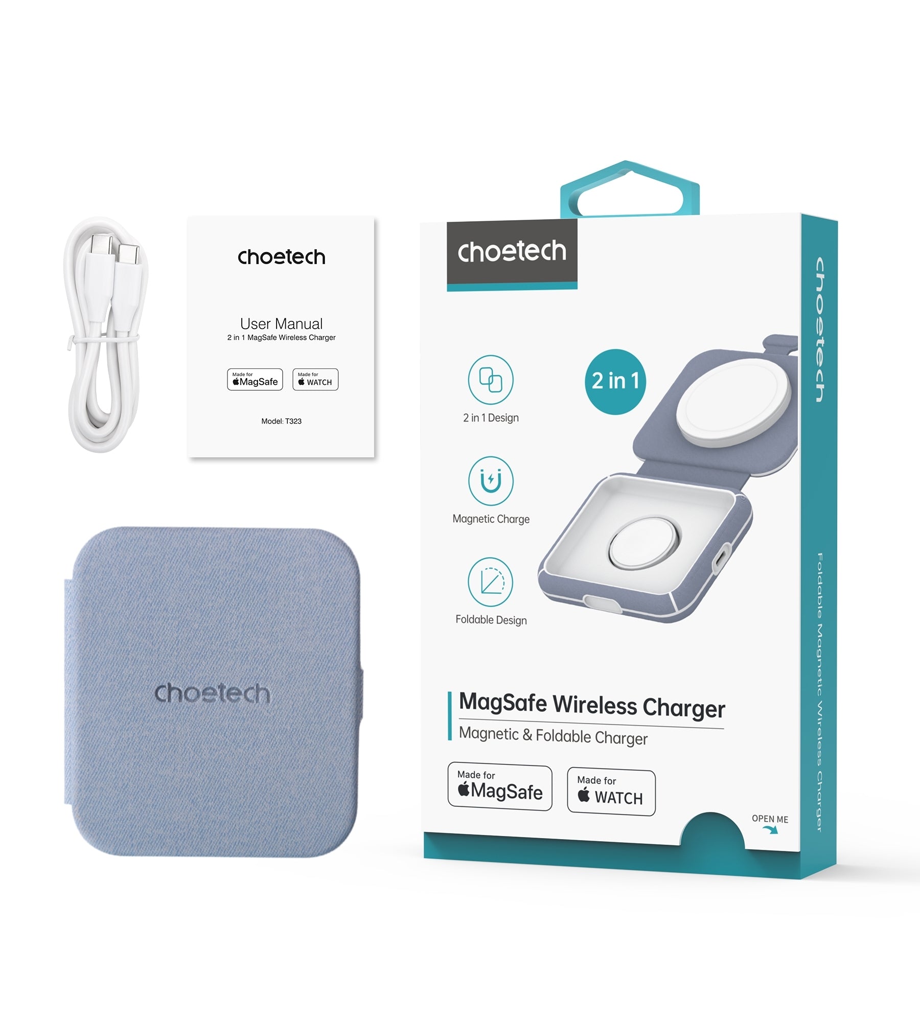 CHOETECH T323 2-in-1 Magsafe&MFI Wireless Charger - SuperSaverAU - view 4