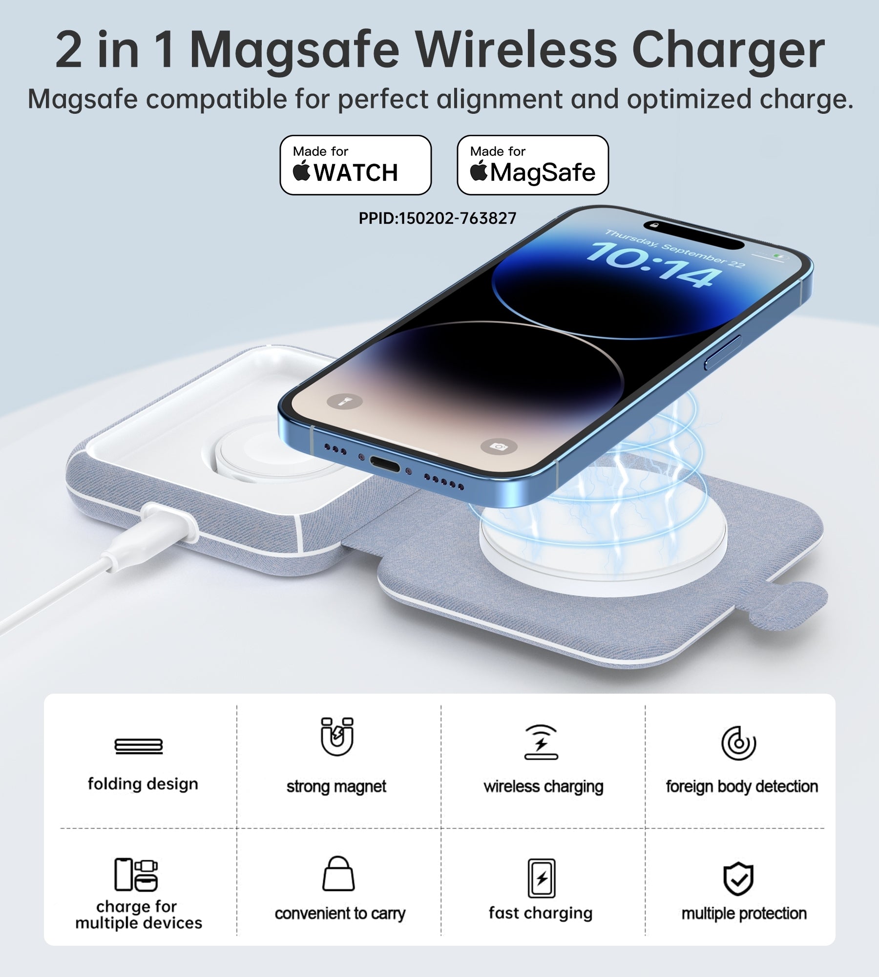 CHOETECH T323 2-in-1 Magsafe&MFI Wireless Charger - SuperSaverAU - view 6