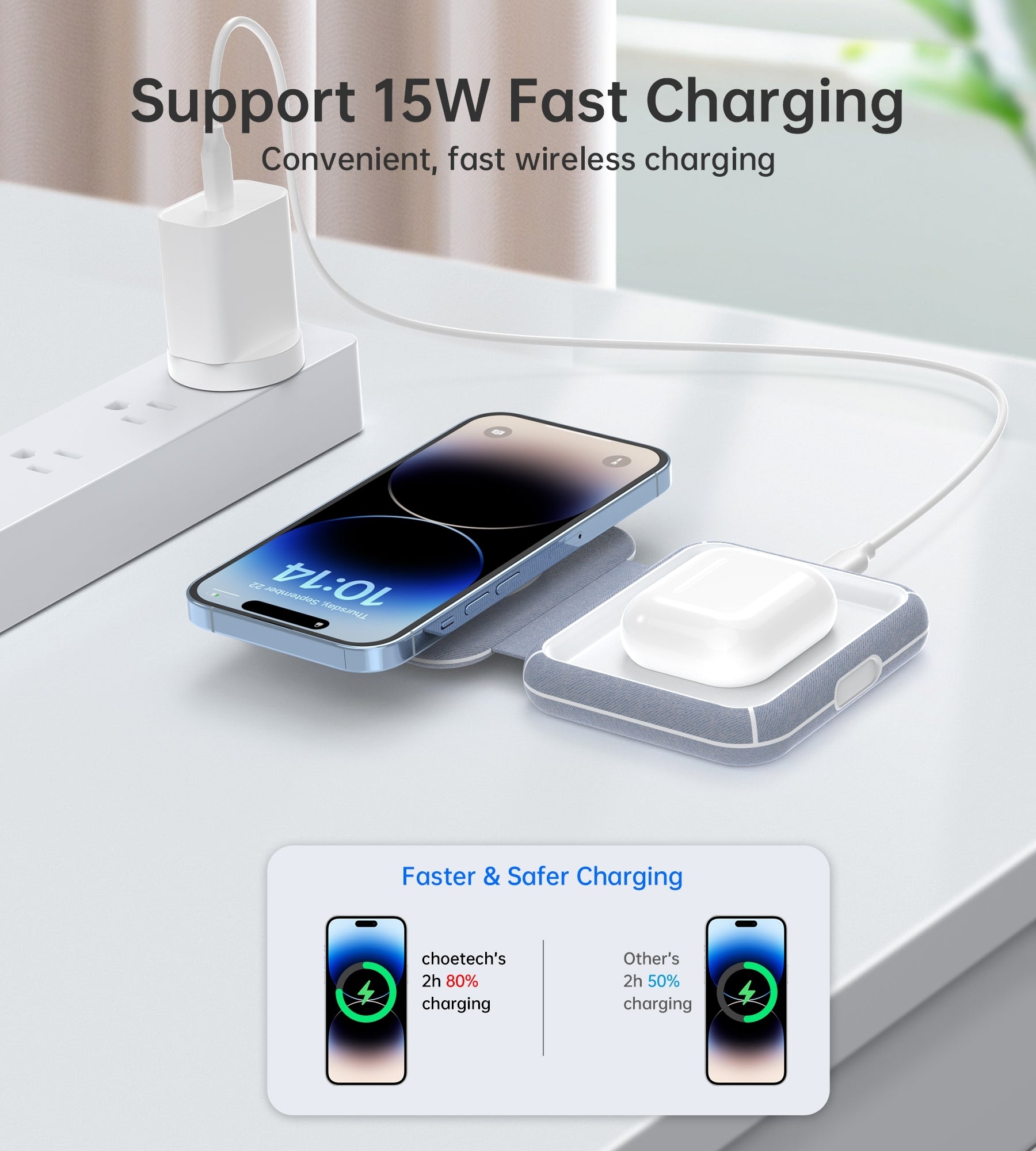 CHOETECH T323 2-in-1 Magsafe&MFI Wireless Charger - SuperSaverAU - view 7