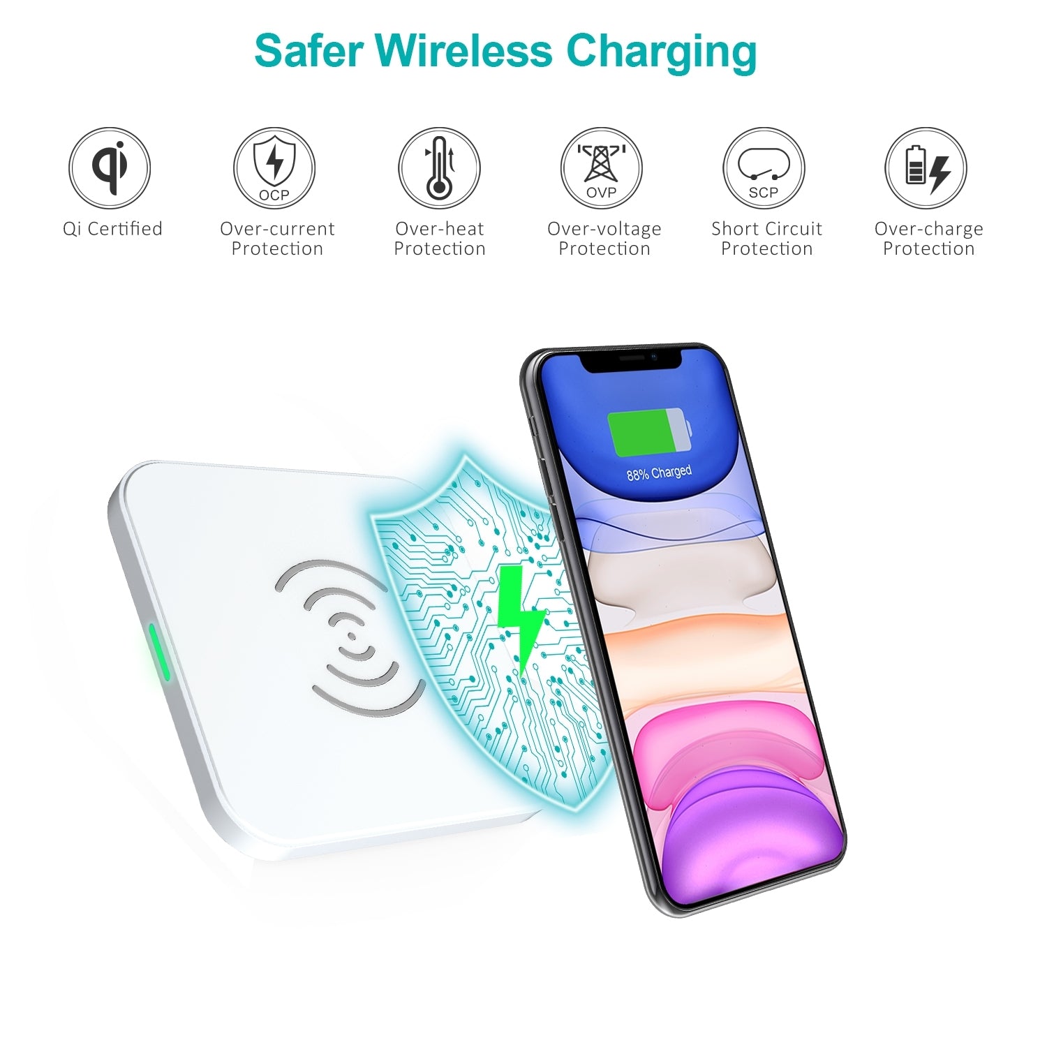 CHOETECH T511-S 10W/7.5W Fast Wireless Charger Pad (White) - SuperSaverAU - view 5