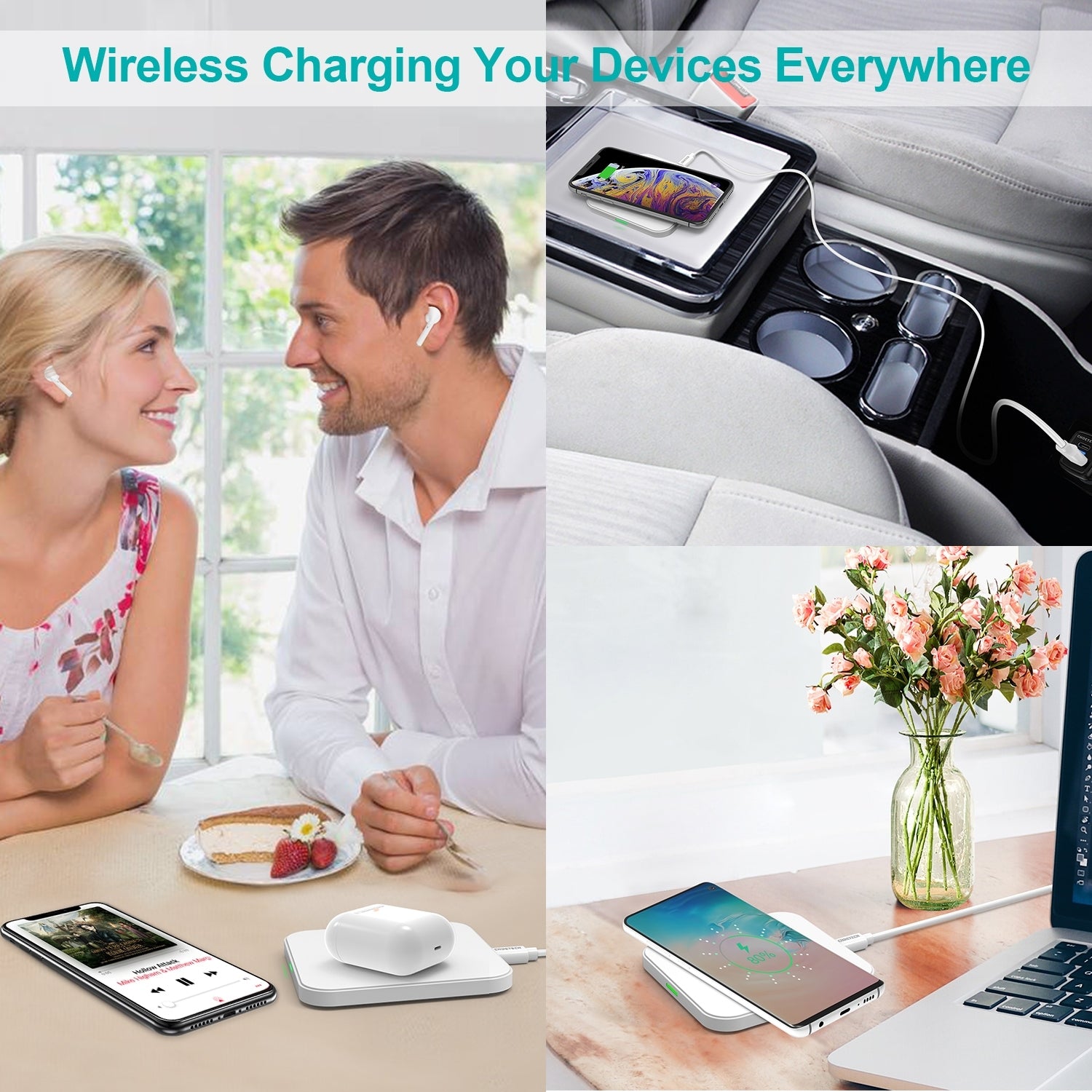 CHOETECH T511-S 10W/7.5W Fast Wireless Charger Pad (White) - SuperSaverAU - view 8