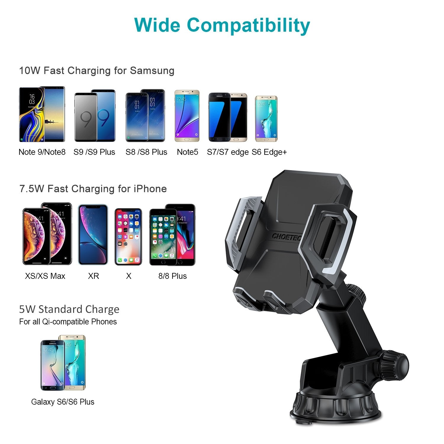 Choetech T521-S Fast Qi Wireless Car Charging Dock - SuperSaverAU - view 3