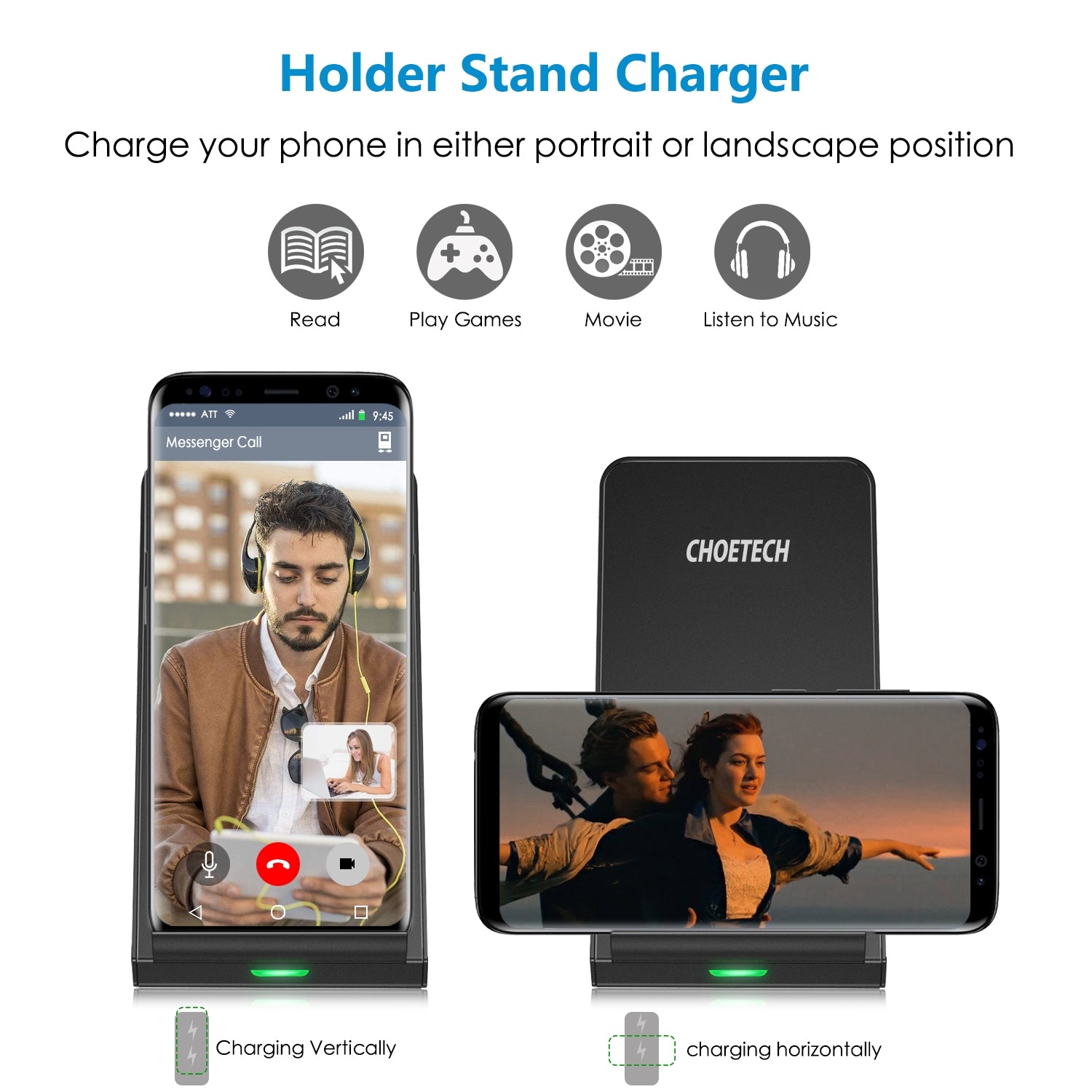 CHOETECH T524S 10W/7.5W Fast Wireless Charging Stand - SuperSaverAU - view 3