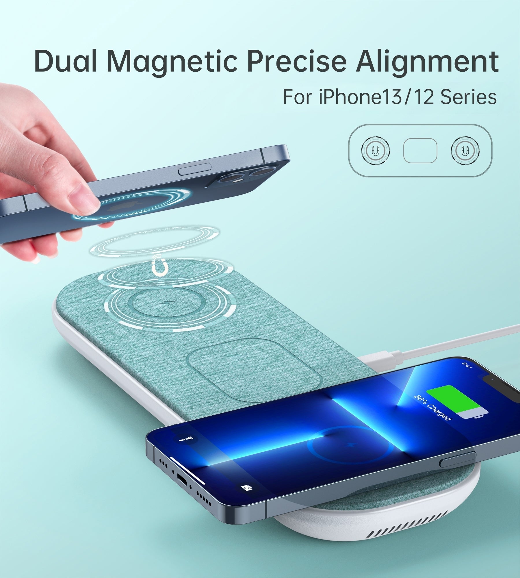 CHOETECH T569-S Magleap 3-in-1 Magnetic Wireless Charging pad with AC Adapter - SuperSaverAU - view 3