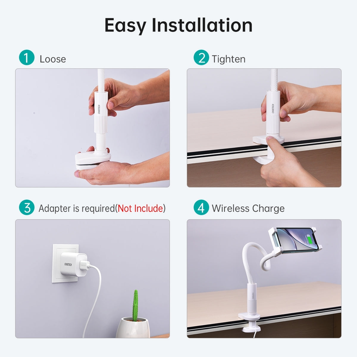 CHOETECH T584-F 2-in-1 15W Phone Mount with Fast Wireless Charger (for 4-7 inch) - SuperSaverAU - view 6
