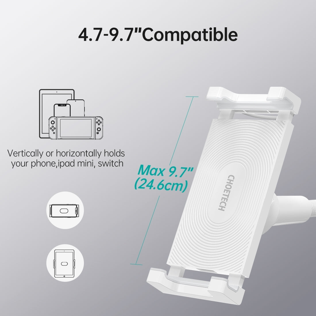 CHOETECH T584-F 2-in-1 15W Phone Mount with Fast Wireless Charger (for 4-7 inch) - SuperSaverAU - view 7
