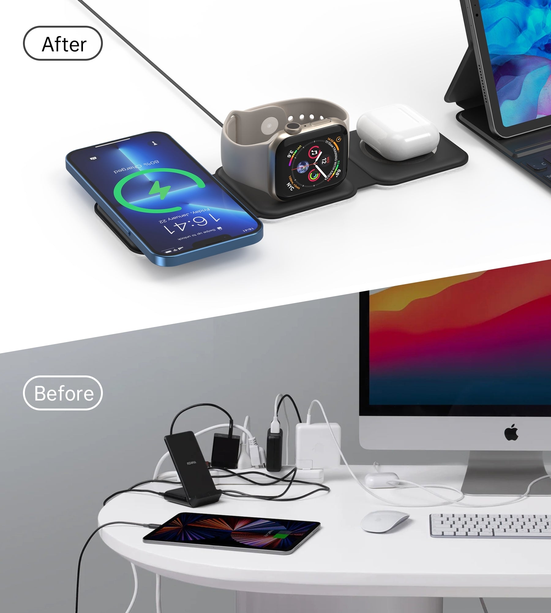 CHOETECH T588-F-BK 3-in-1 Foldable Fast Wireless Charger for Phone/Watch/Earphone - SuperSaverAU - view 7