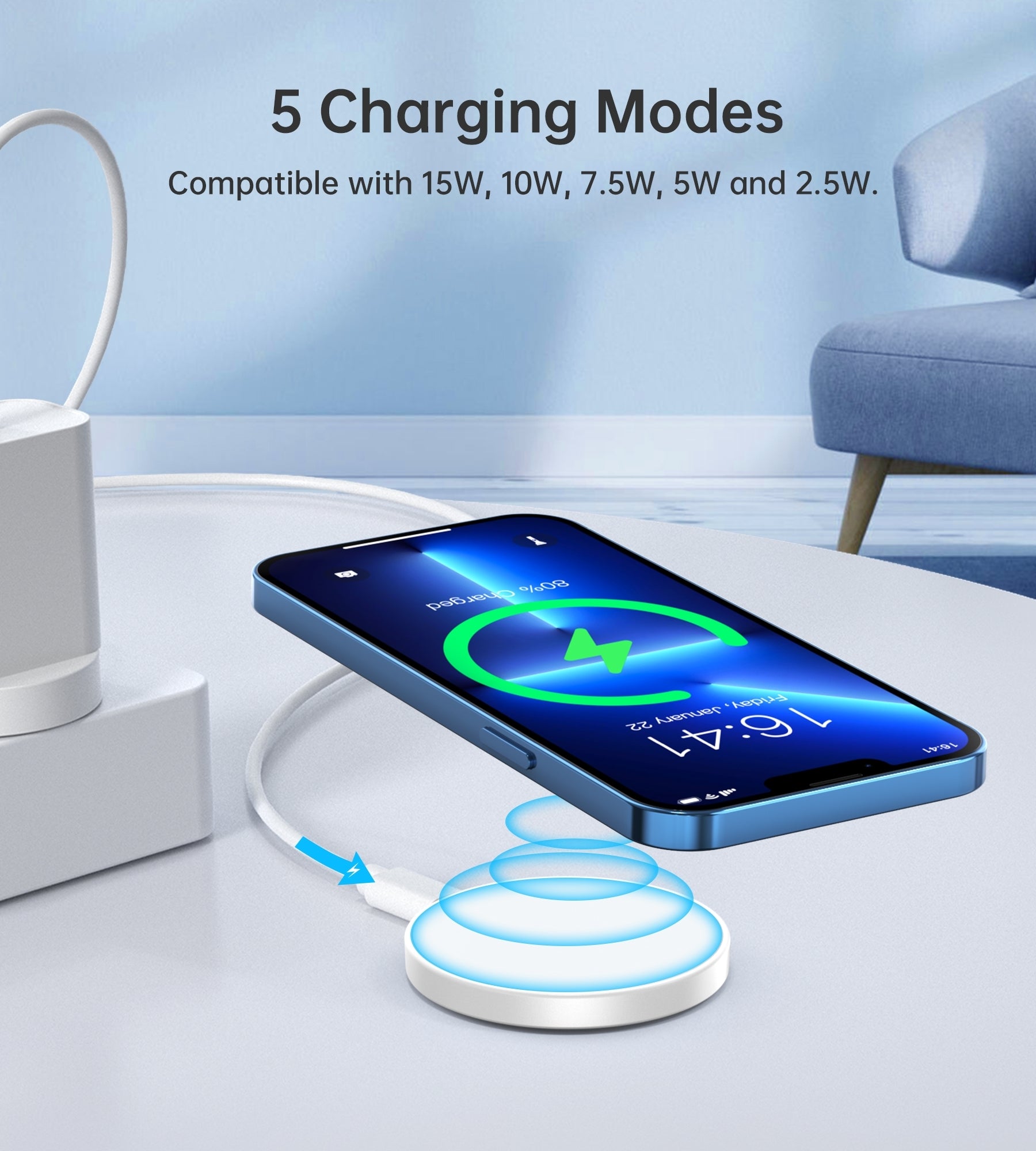 CHOETECH T603-F Ring Holder and Magnetic 15W Wireless Charger for Phone/airPod/iWatch - SuperSaverAU - view 7