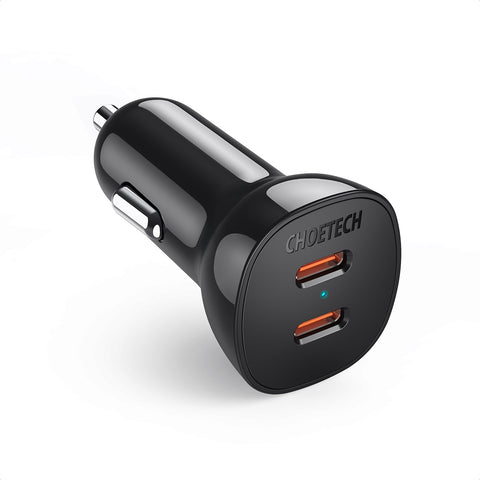 CHOETECH TC0008-BK Dual USB-C 36W Car Charger Adapter Black - SuperSaverAU - view 1