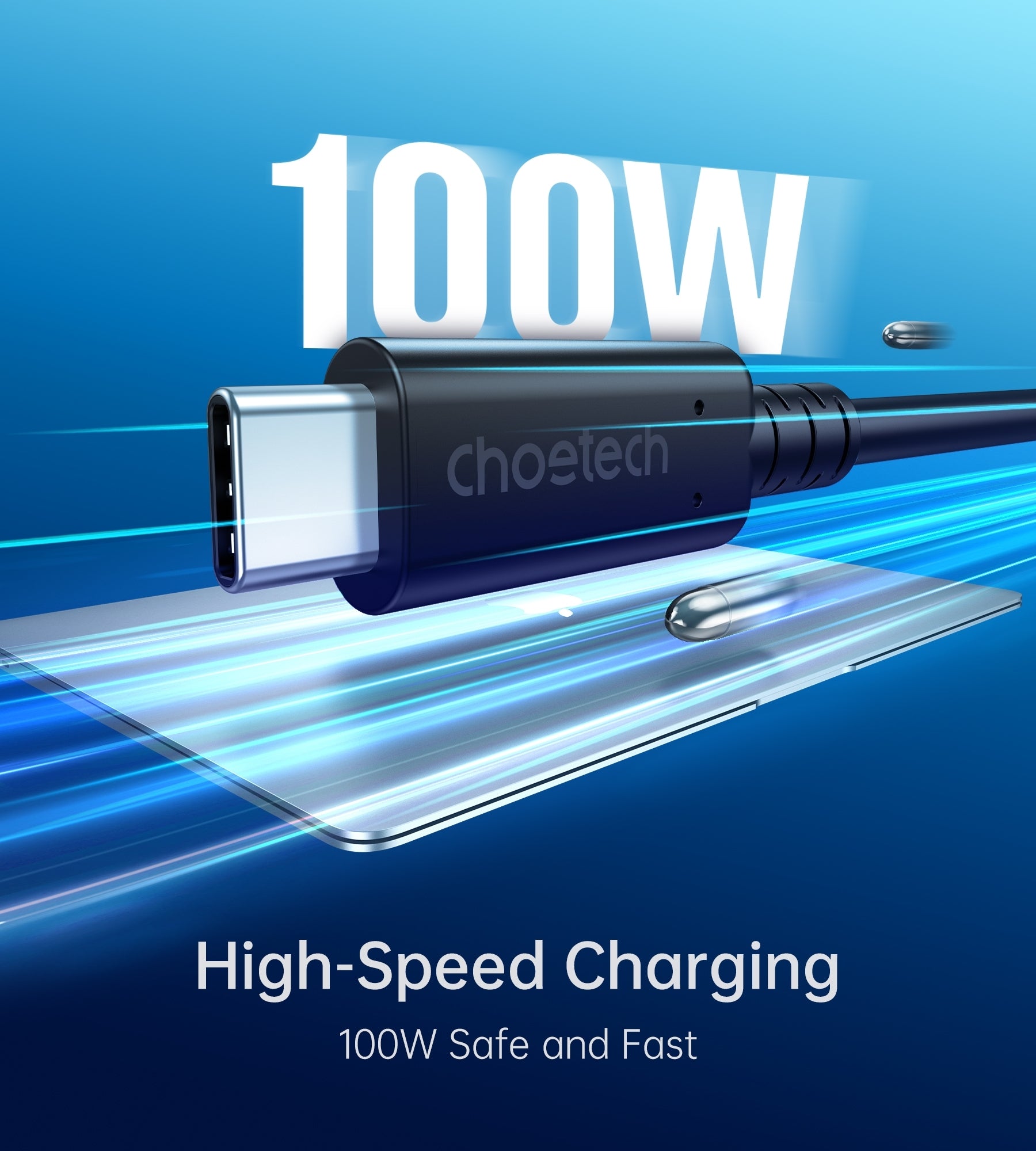 CHOETECH USB-C to USB-C 100W 4.0 Gen 3 Cable 0.8M, 8K@60Hz, Power Delivery - SuperSaverAU - view 2