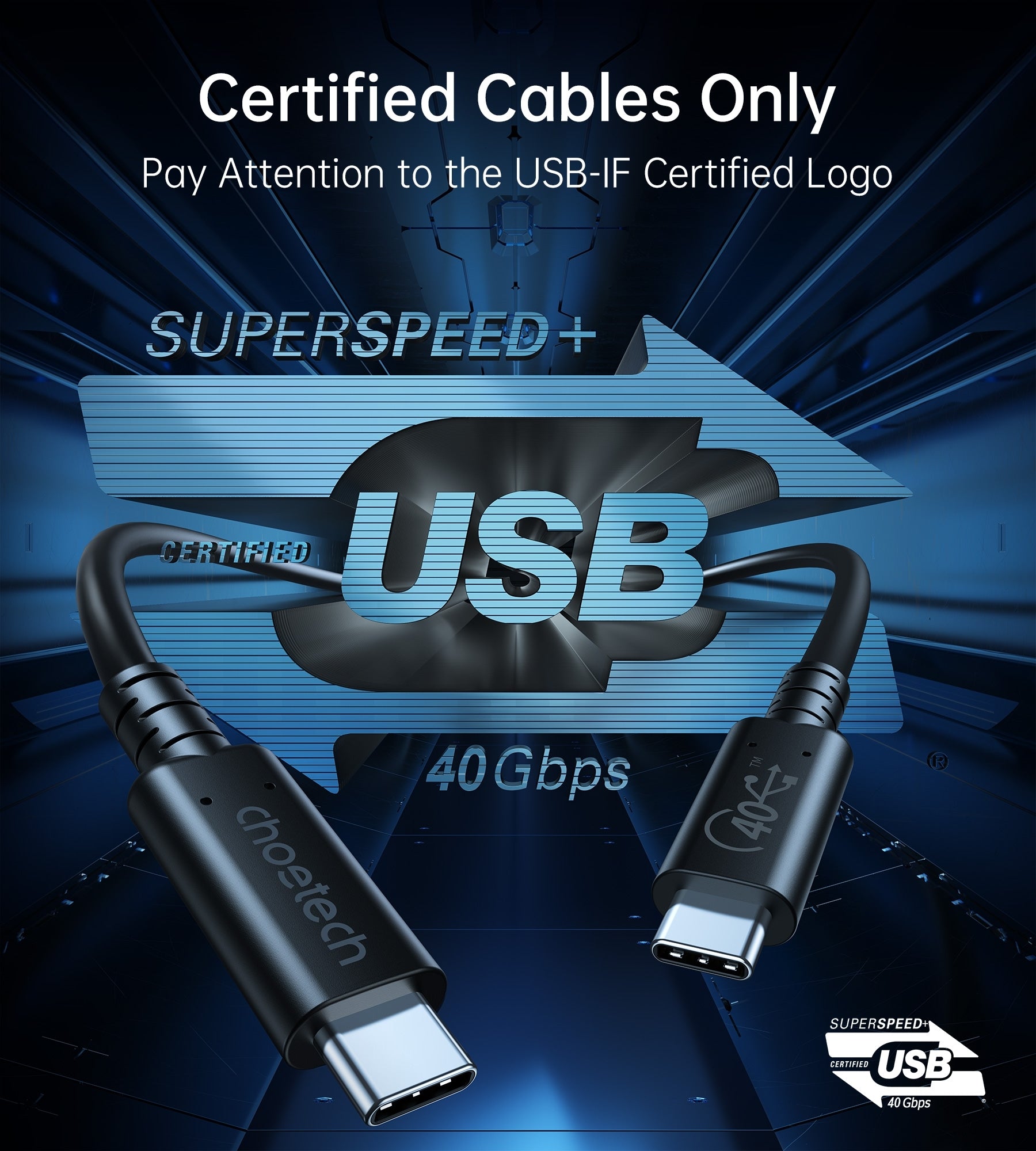 CHOETECH USB-C to USB-C 100W 4.0 Gen 3 Cable 0.8M, 8K@60Hz, Power Delivery - SuperSaverAU - view 3