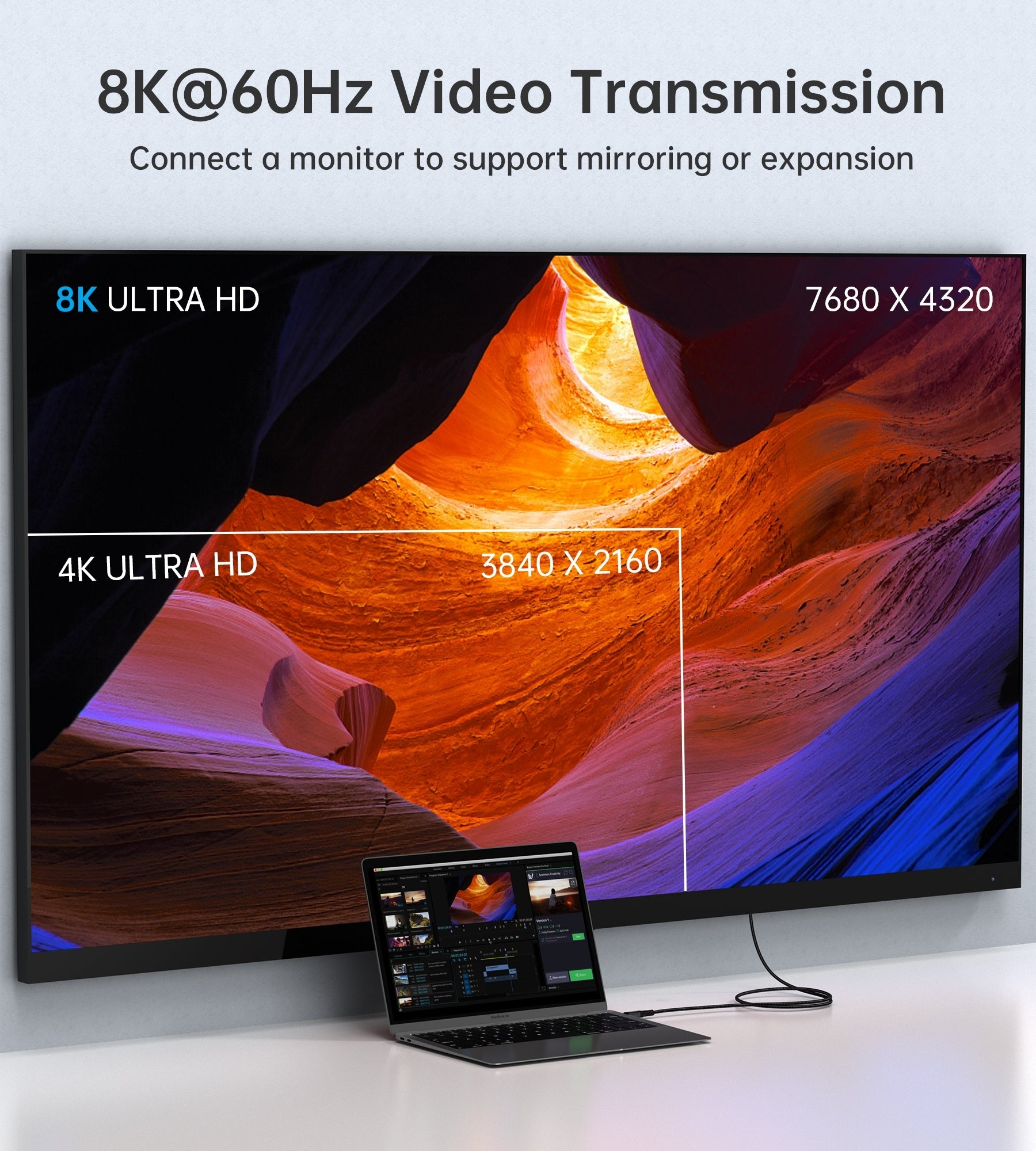 CHOETECH XCC-1042 Gen3.0 USB4.0 with 8K @ 60hz Video & Audio 240W USB-C to C Braided Cable 2M - SuperSaverAU - view 11