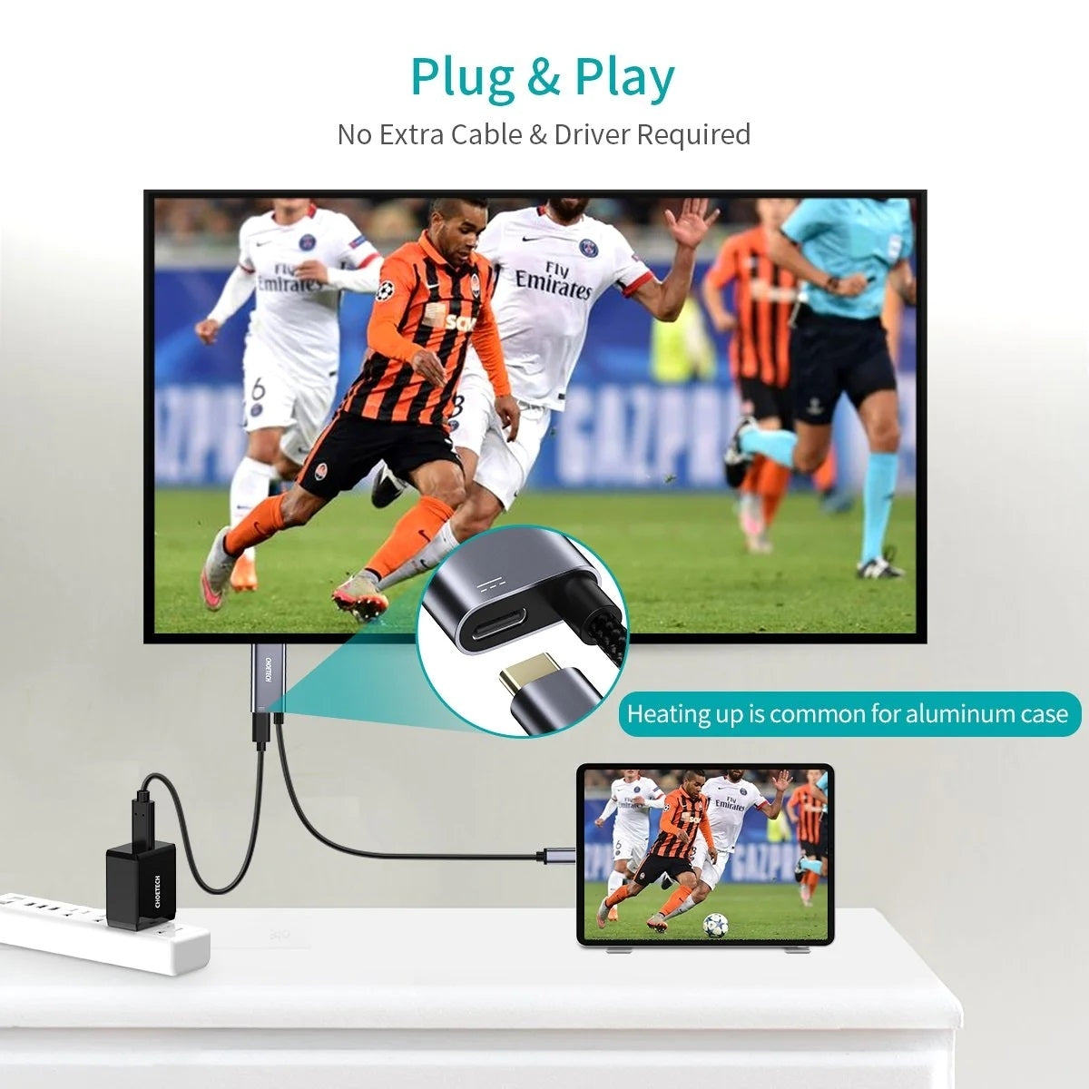 CHOETECH USB-C to HDMI Cable 1.8M with 4K 60Hz and 100W Power Delivery Charging - SuperSaverAU - view 3