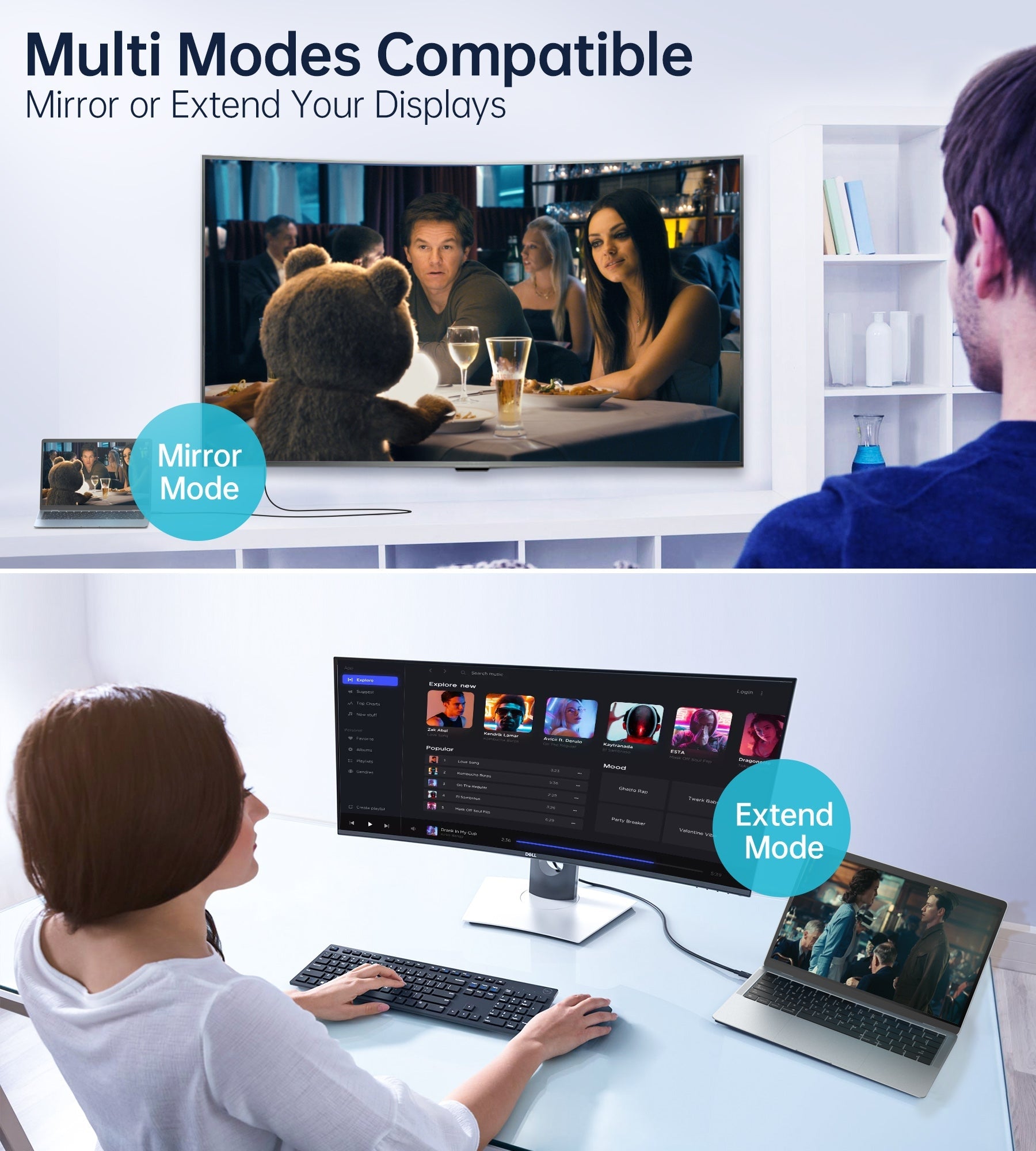 CHOETECH XCP-1803 USB-C To DisplayPort Cable 8K@30Hz 1.8M Two-Way - SuperSaverAU - view 6