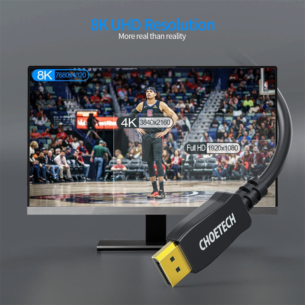 CHOETECH XDD01 DisplayPort Cable 2M 8K@60Hz