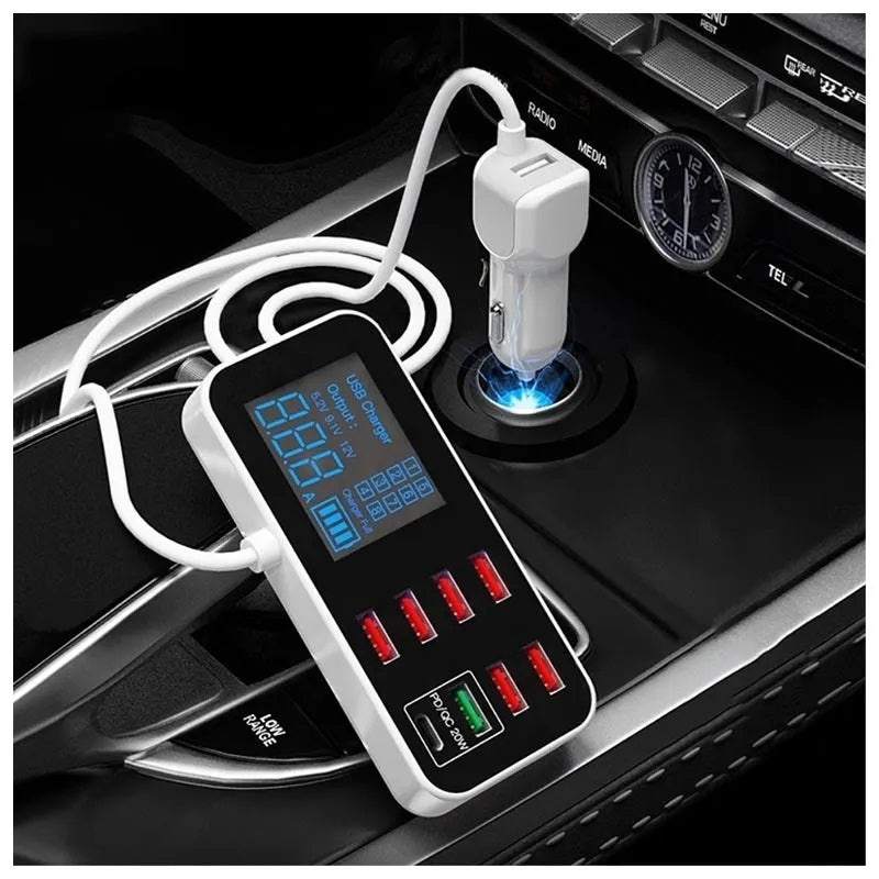 8-Port PD+QC3.0 Car Charger with LED Display - SuperSaverAU - view 4