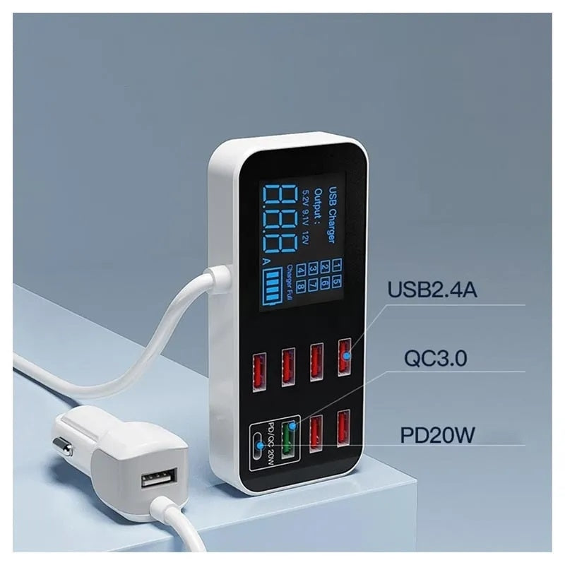 8-Port PD+QC3.0 Car Charger with LED Display - SuperSaverAU - view 7