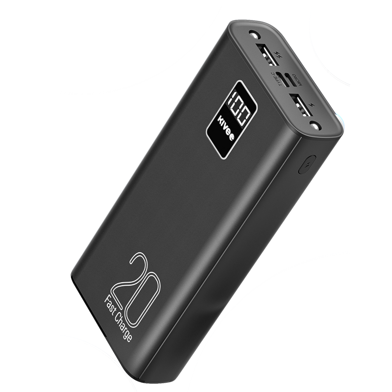 KIVEE PT23 20000mAh Power Bank with Digital Display Black - SuperSaverAU - view 1