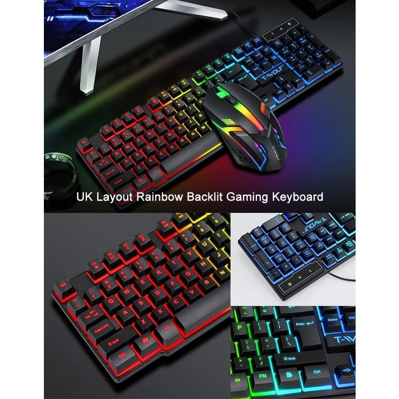 T-Wolf TF800 RGB 4-Piece Gaming Keyboard Mouse Headset Kit