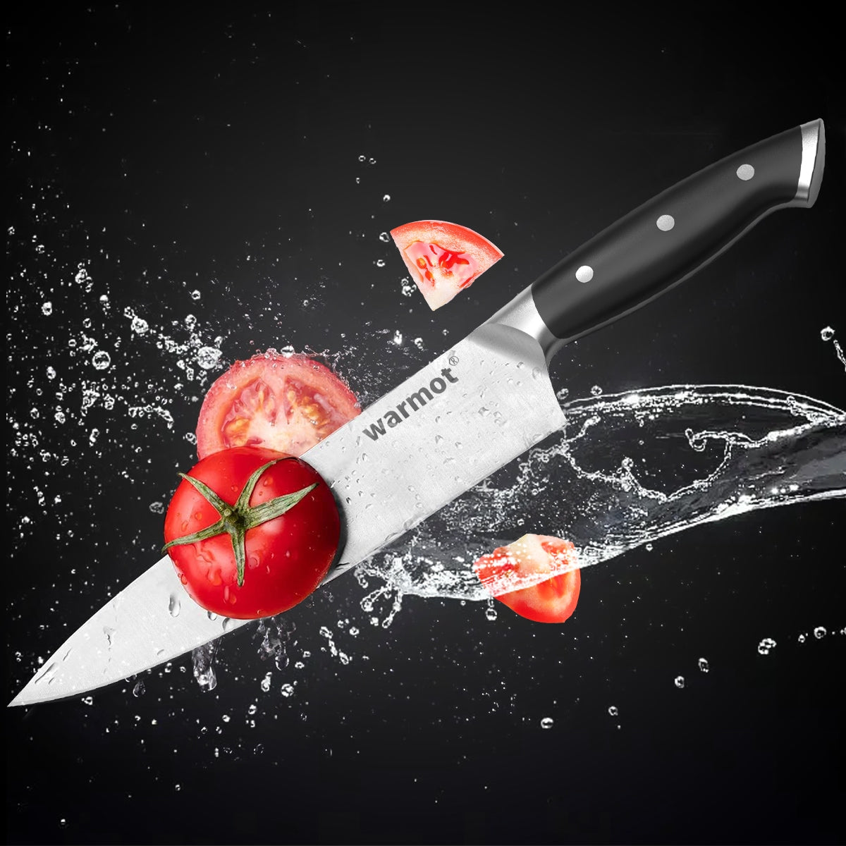 WARMOT 3-Piece Kitchen Knife Set - 8" Chef, 5" Utility, 3.5" Paring, Ergonomic Design - SuperSaverAU - view 4