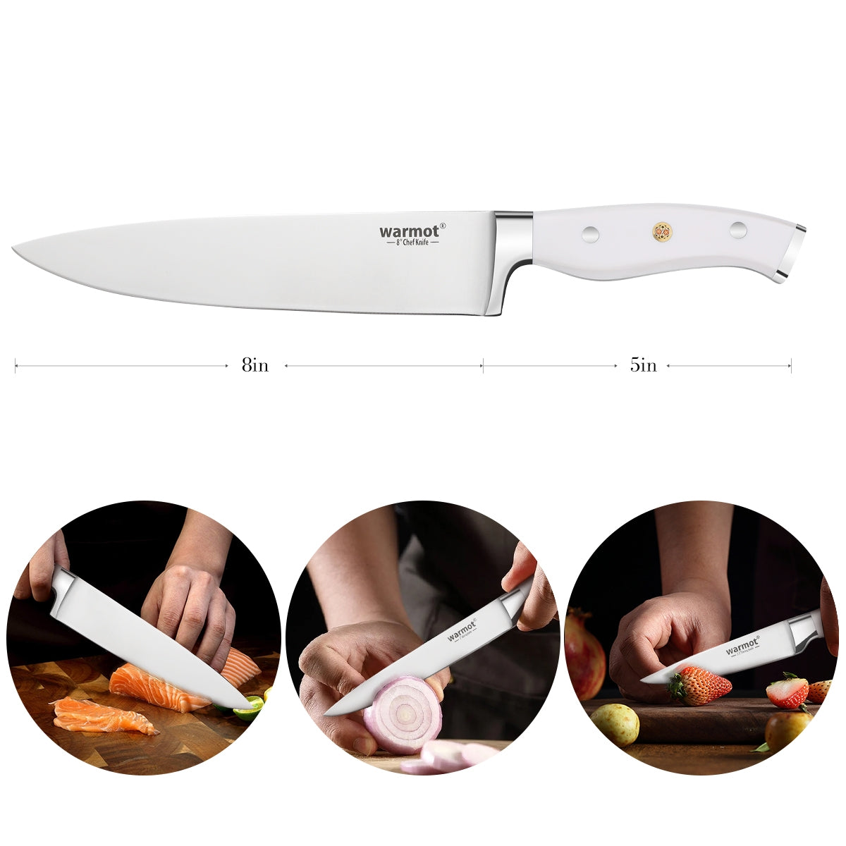 Warmot 3-Piece Professional German Steel Knife Set - Ultra Sharp, Ergonomic Handles - SuperSaverAU - view 4