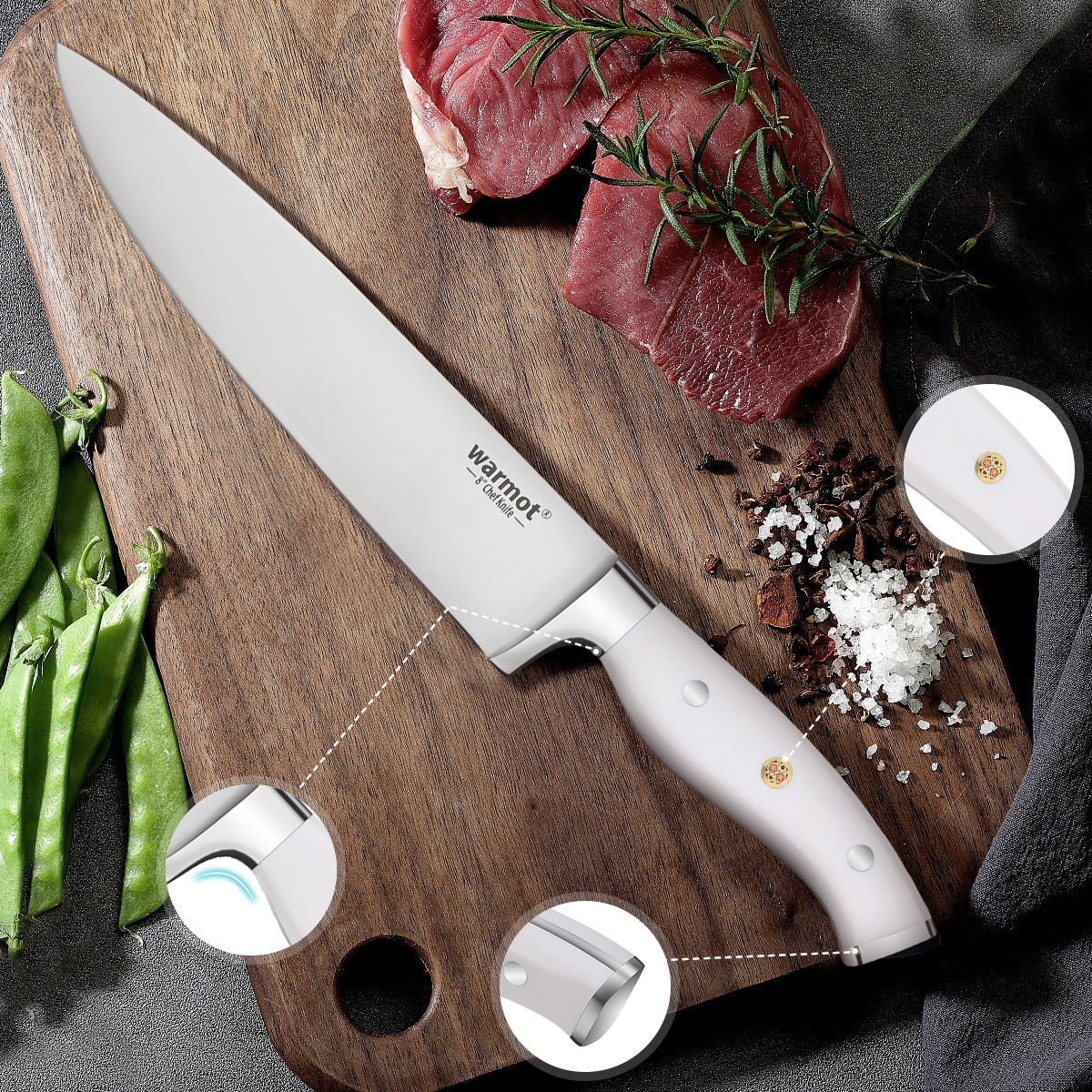 Warmot 3-Piece Professional German Steel Knife Set - Ultra Sharp, Ergonomic Handles - SuperSaverAU - view 7