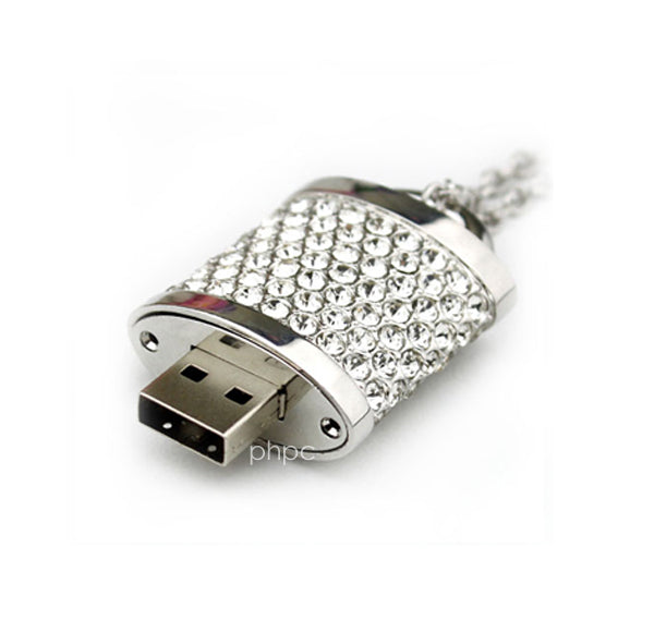 16GB Crystal Lock Pendant USB Flash Drive Pen Stick Memory (Silver) - SuperSaverAU - view 3