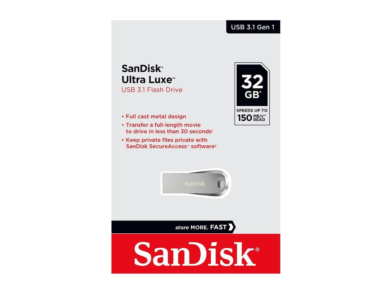 SANDISK SDCZ74-032G-G46 32G ULTRA LUXE PEN DRIVE 150MB USB 3.0 METAL - SuperSaverAU - view 5