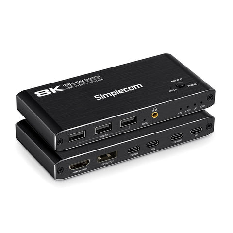 Simplecom KM470 2-Port USB-C KVM Switch 8K Docking Station HDMI 2.1 DP for Laptop Tablet - SuperSaverAU - view 1