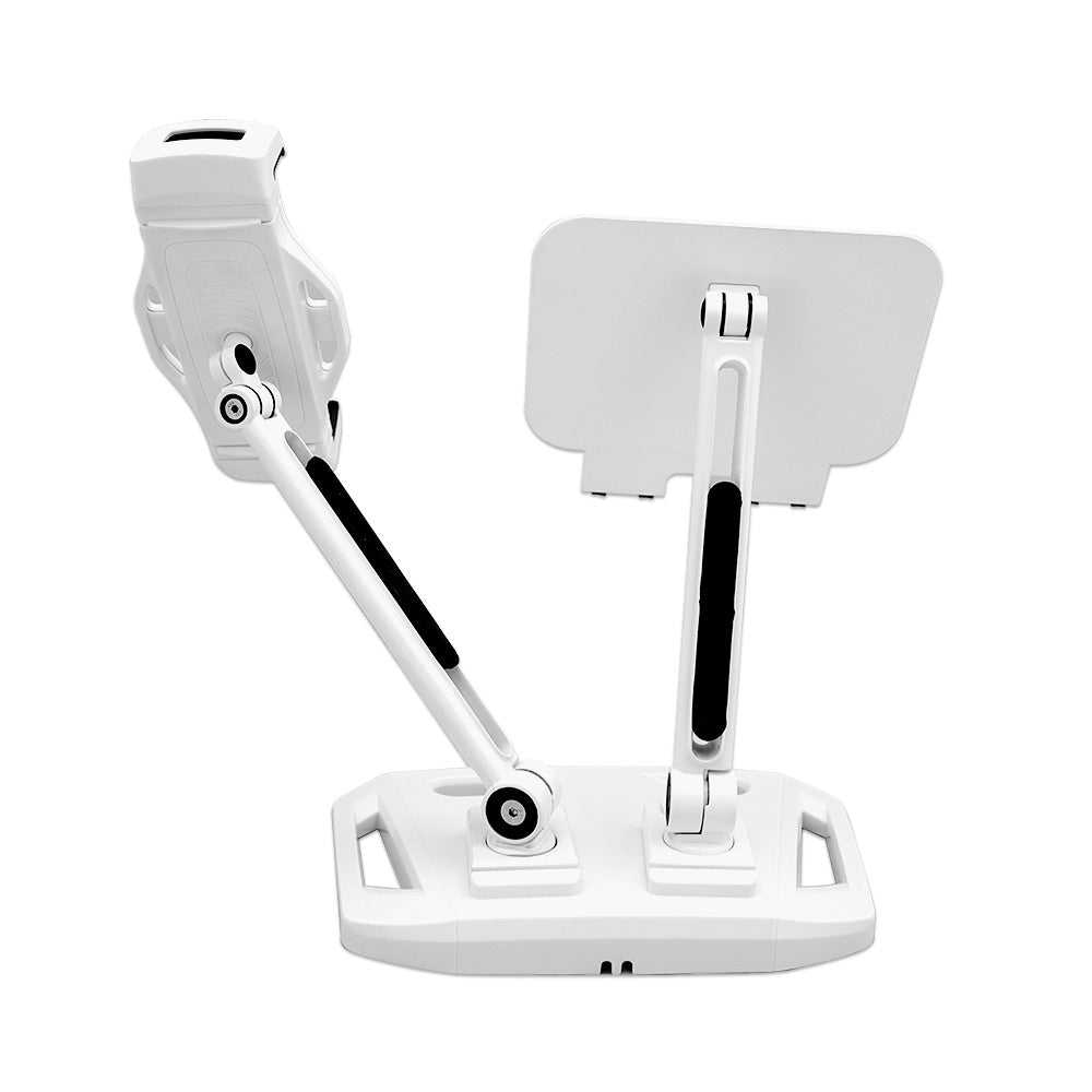 Premium White Universal Adjustable Double Arm Stand Holder for Phone Tablet Laptop