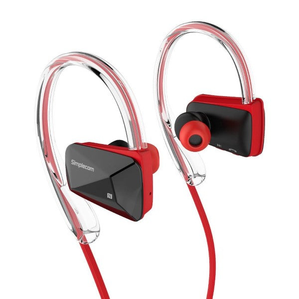 Simplecom NS200 Red Bluetooth Neckband Sports Headphones with NFC