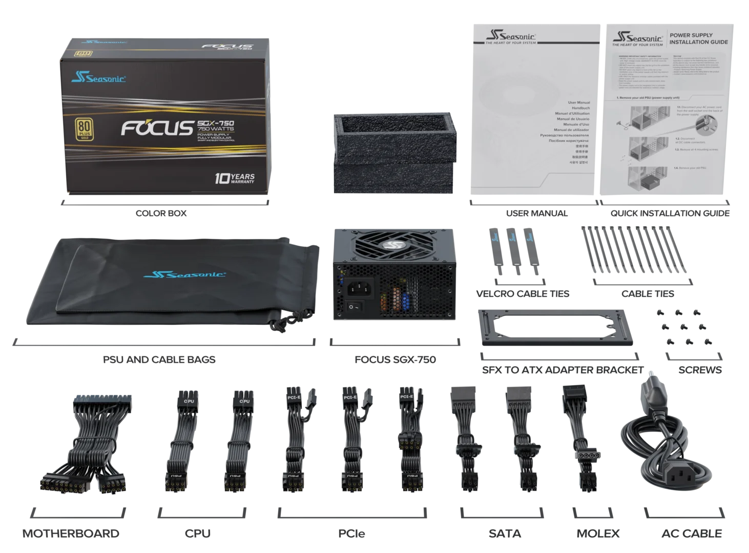 Seasonic FOCUS SGX-750 (2021) 750W Modular 80 Plus Gold PSU - SuperSaverAU - view 8