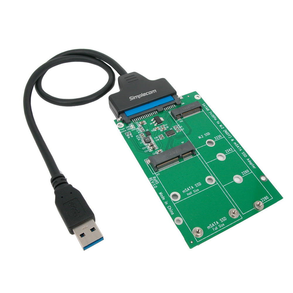 Simplecom SA221 USB 3.0 to mSATA + NGFF M.2 (B Key) SSD 2 in 1 Combo Adapter - SuperSaverAU - view 1