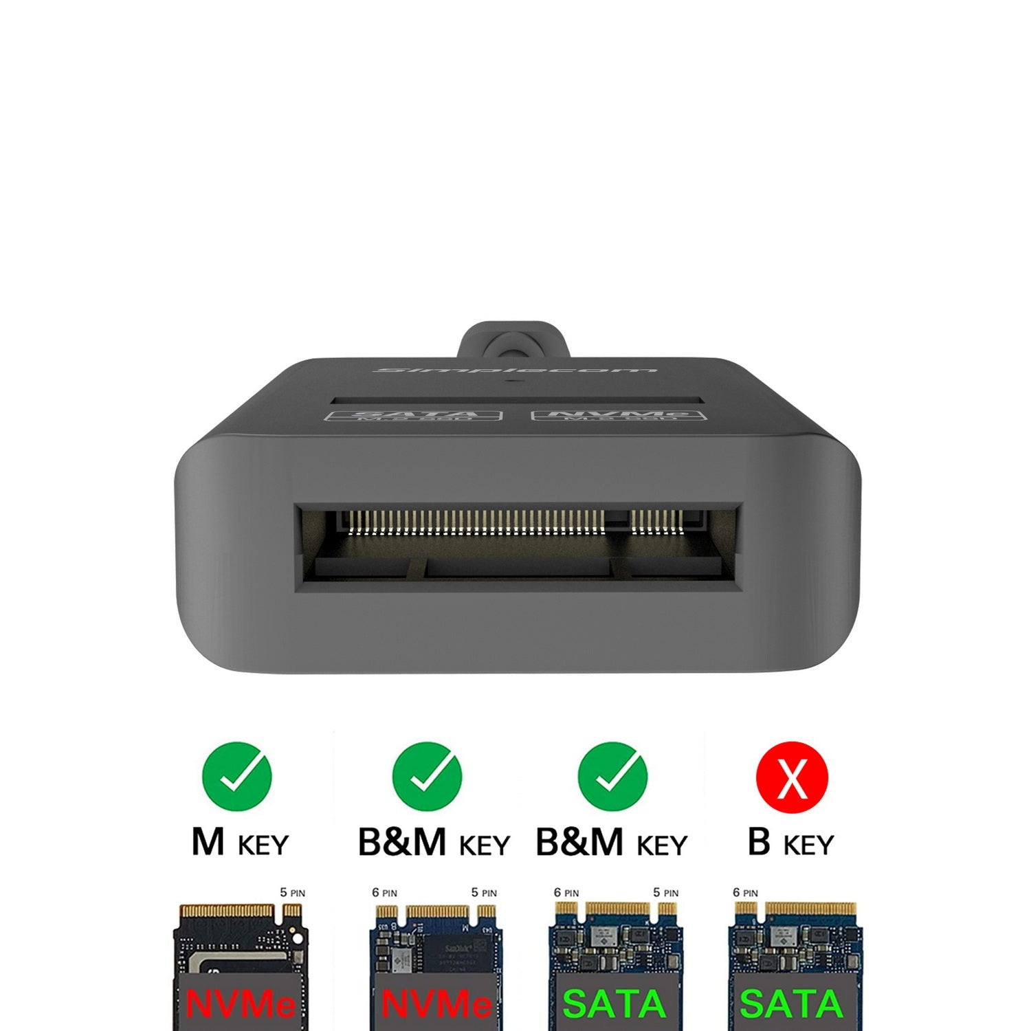 Simplecom SA506 NVMe / SATA Dual Protocol M.2 SSD to USB-C Adapter Converter USB 3.2 Gen 2 10Gbps - SuperSaverAU - view 3