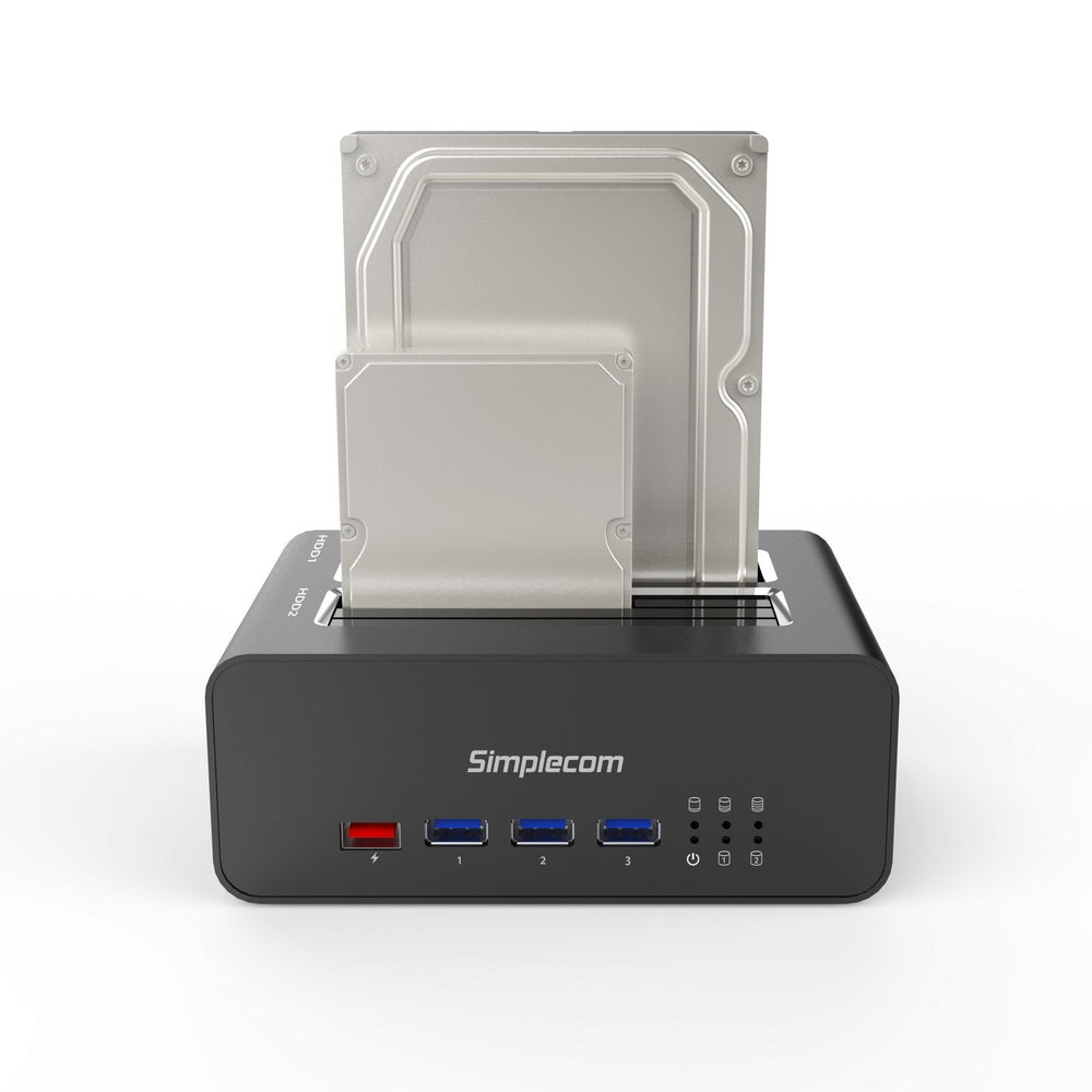 Simplecom SD352 USB 3.0 to Dual SATA Aluminium Docking Station with 3-Port Hub and 1 Port 2.1A USB Charger - SuperSaverAU - view 5