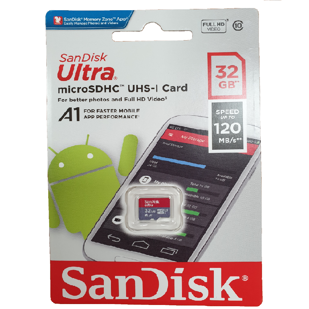 SANDISK SDSQUA4-032G-GN6MN Micro SDHC Ultra UHS-I Class 10 , A1, 120mb/s No adapter - SuperSaverAU - view 3