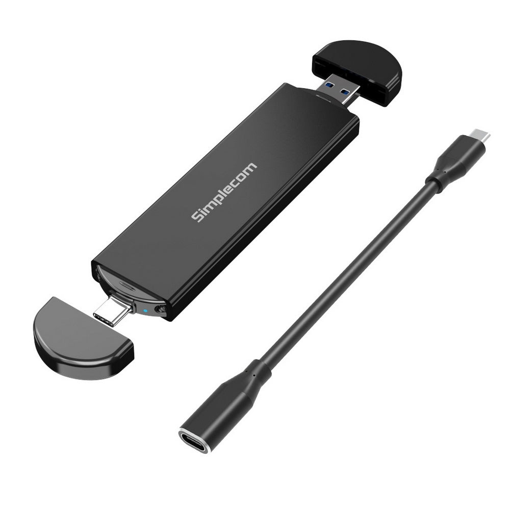 Simplecom SE522 NVMe / SATA M.2 SSD to USB 3.2 Gen 2 Dual USB Connector Enclosure - SuperSaverAU - view 1