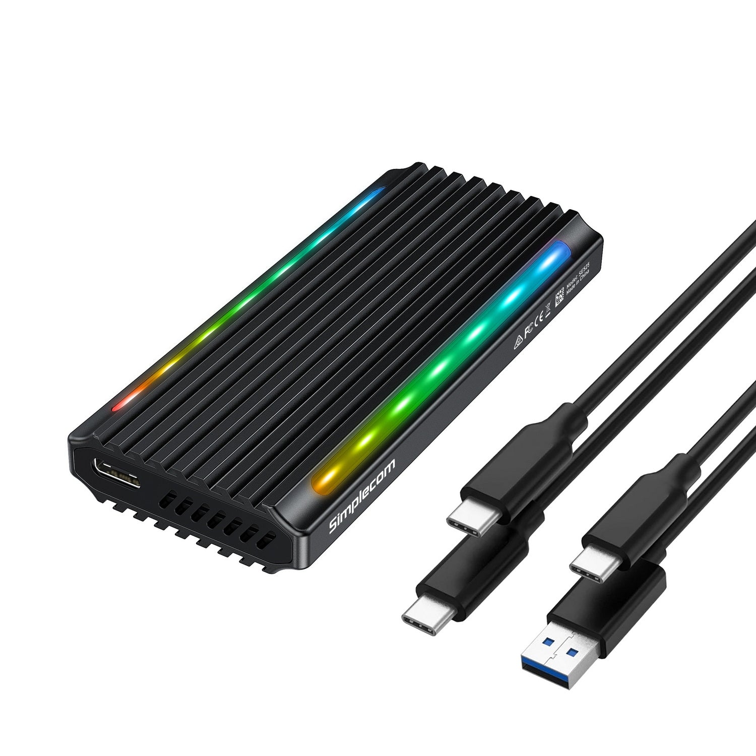 Simplecom SE525 NVMe / SATA M.2 SSD USB-C Enclosure with RGB Light USB 3.2 Gen 2 10Gbps - SuperSaverAU - view 1