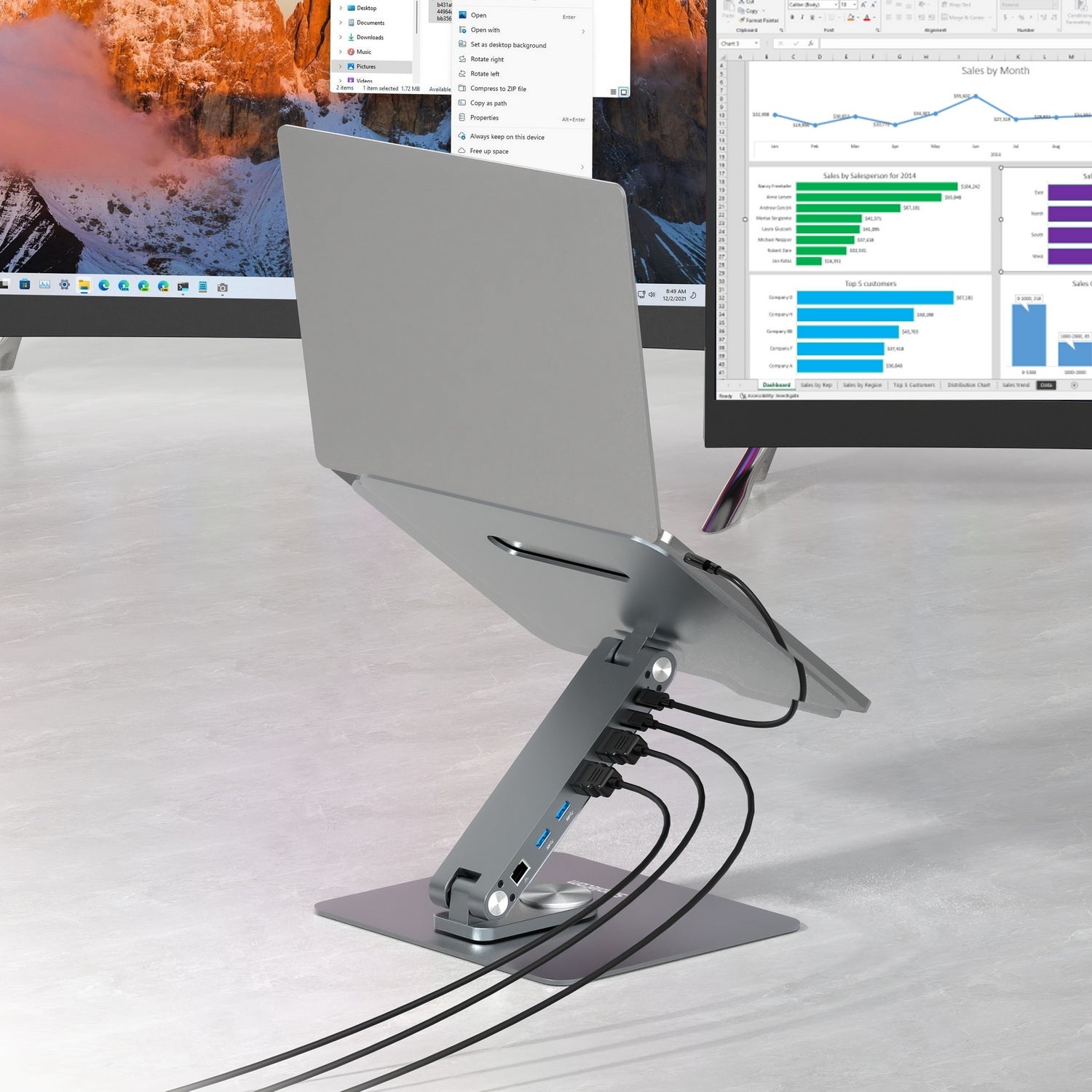 Simplecom CHT660 Adjustable Aluminium Laptop Stand with 6-Port USB-C Docking Station Dual 4K HDMI Display - SuperSaverAU - view 6