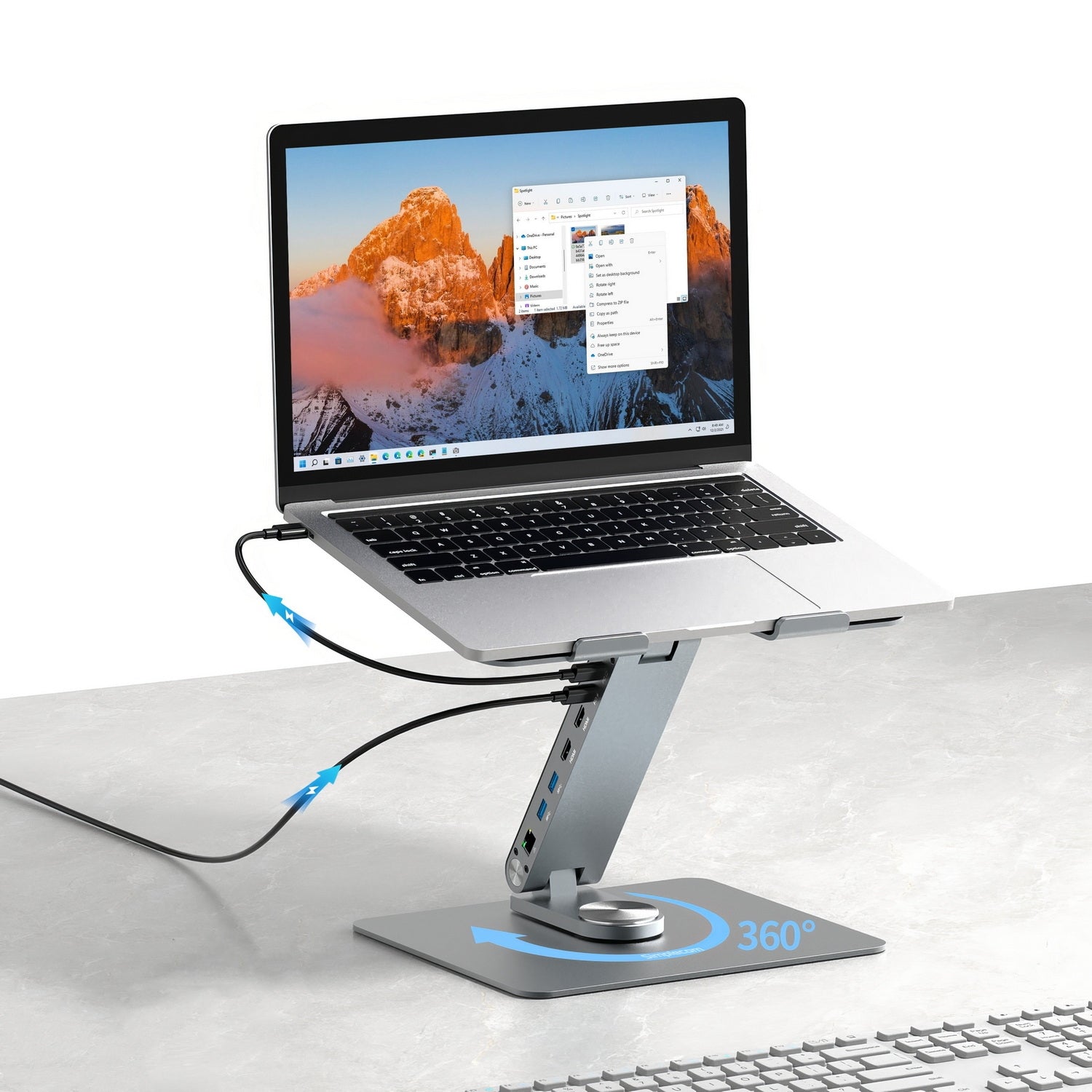 Simplecom CHT660 Adjustable Aluminium Laptop Stand with 6-Port USB-C Docking Station Dual 4K HDMI Display - SuperSaverAU - view 7