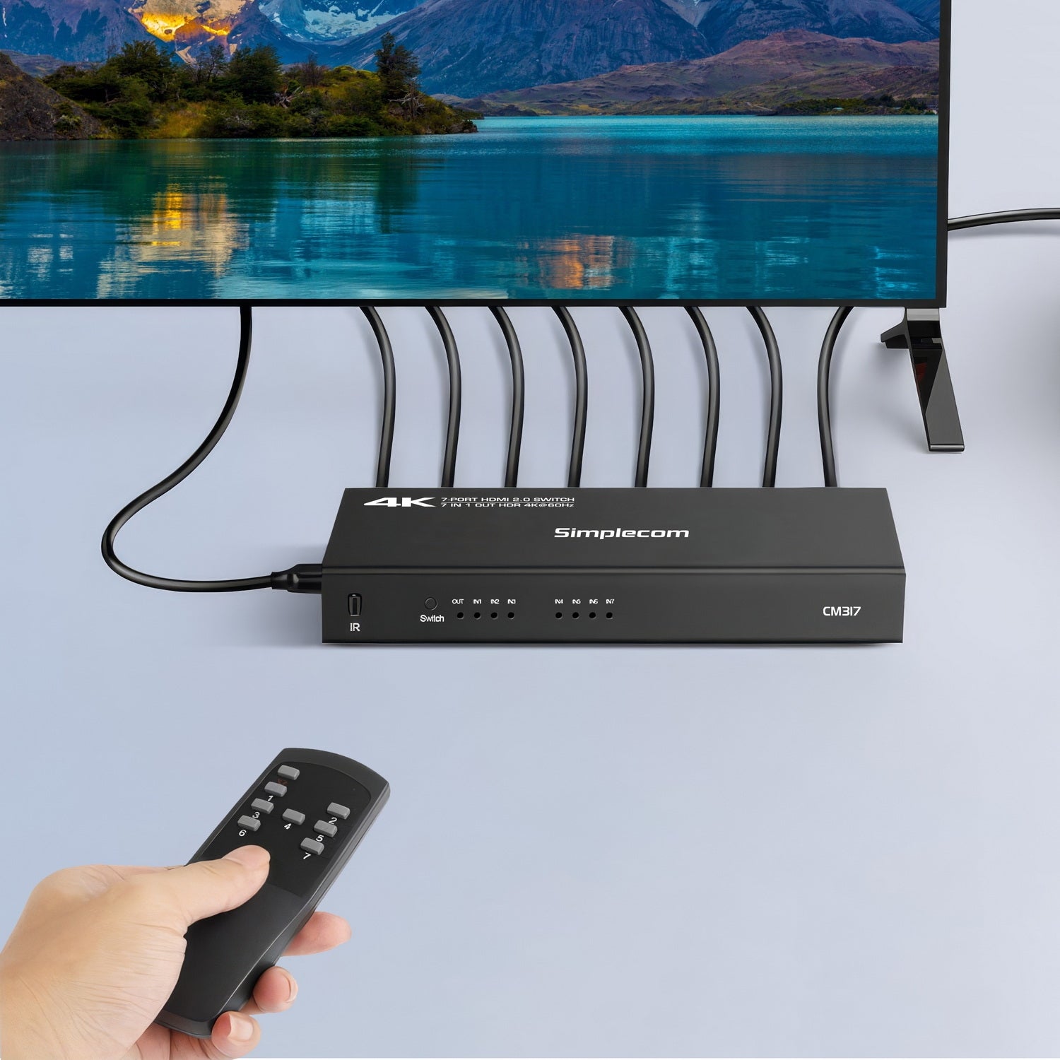 Simplecom CM317 7-Port HDMI 2.0 Switch with Remote 7 IN 1 OUT Splitter HDCP 2.2 4K@60Hz - SuperSaverAU - view 4