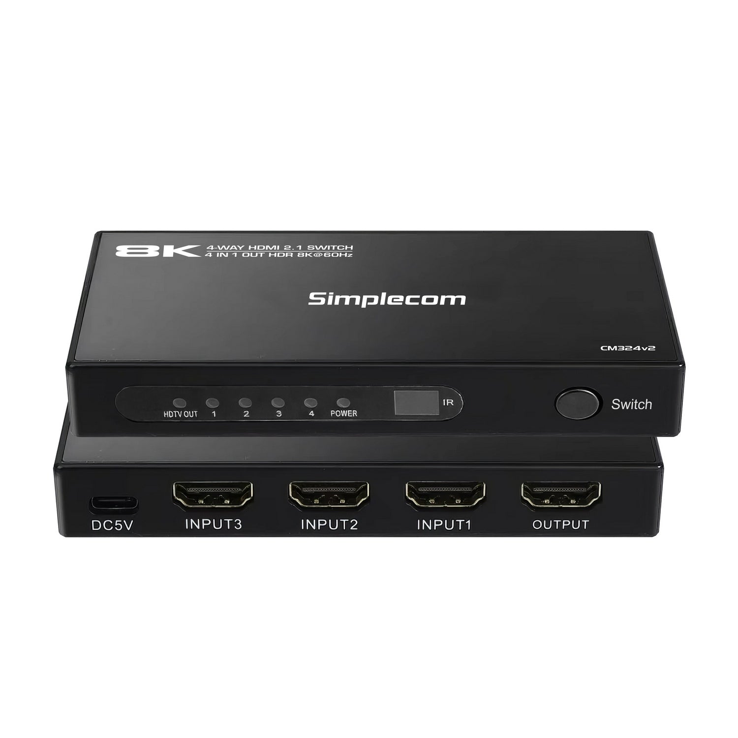 Simplecom CM324v2 4-Port HDMI 2.1 Switch with Remote 4 IN 1 OUT Splitter HDCP 2.3 8K@60Hz - SuperSaverAU - view 3